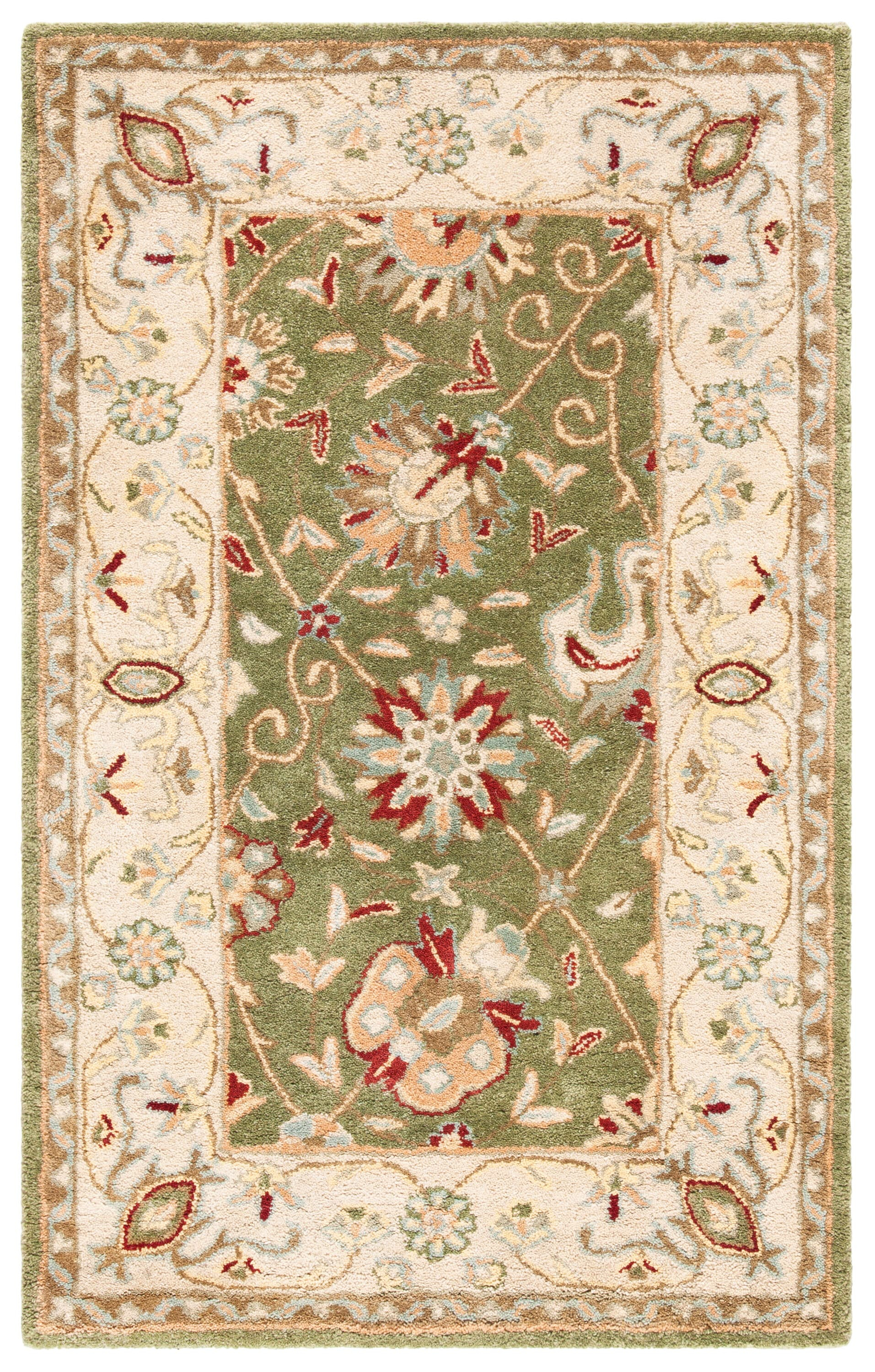 SAFAVIEH Antiquity Lilibeth Traditional Floral Wool Area Rug, Sage, 3' x 5'