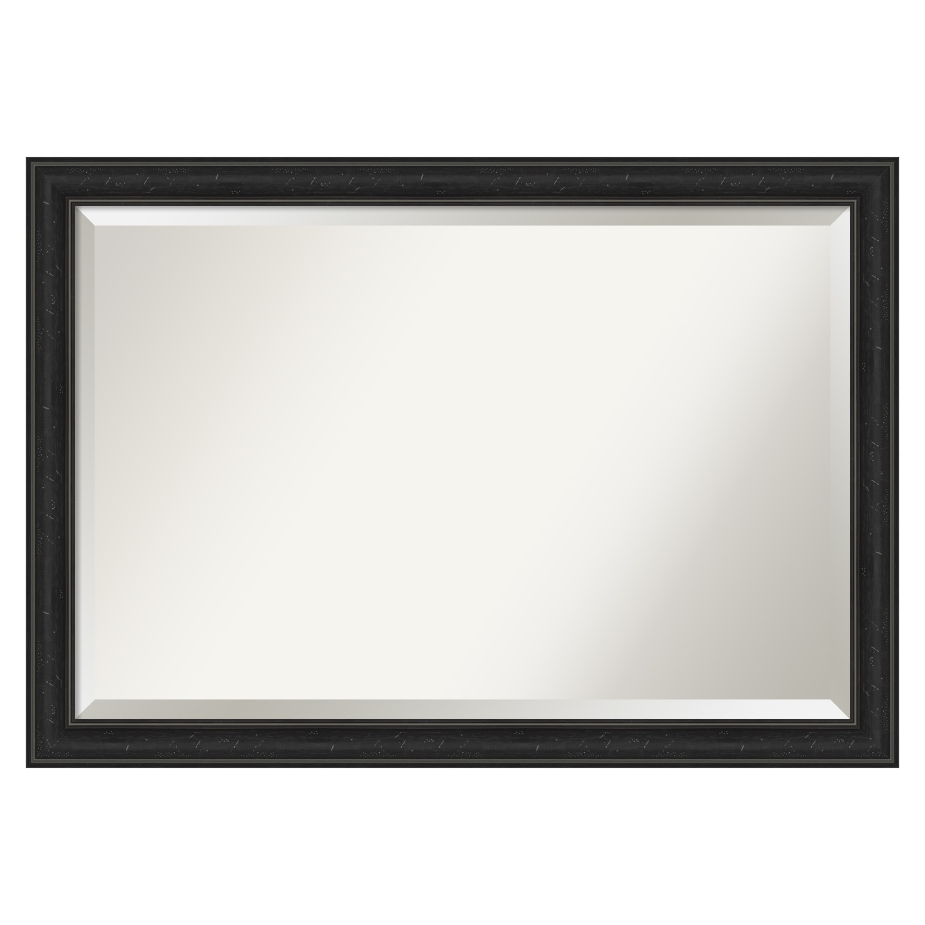 Amanti Art Beveled Bathroom Wall Mirror - Shipwreck Black Narrow Frame Outer Size: 40 x 28 in
