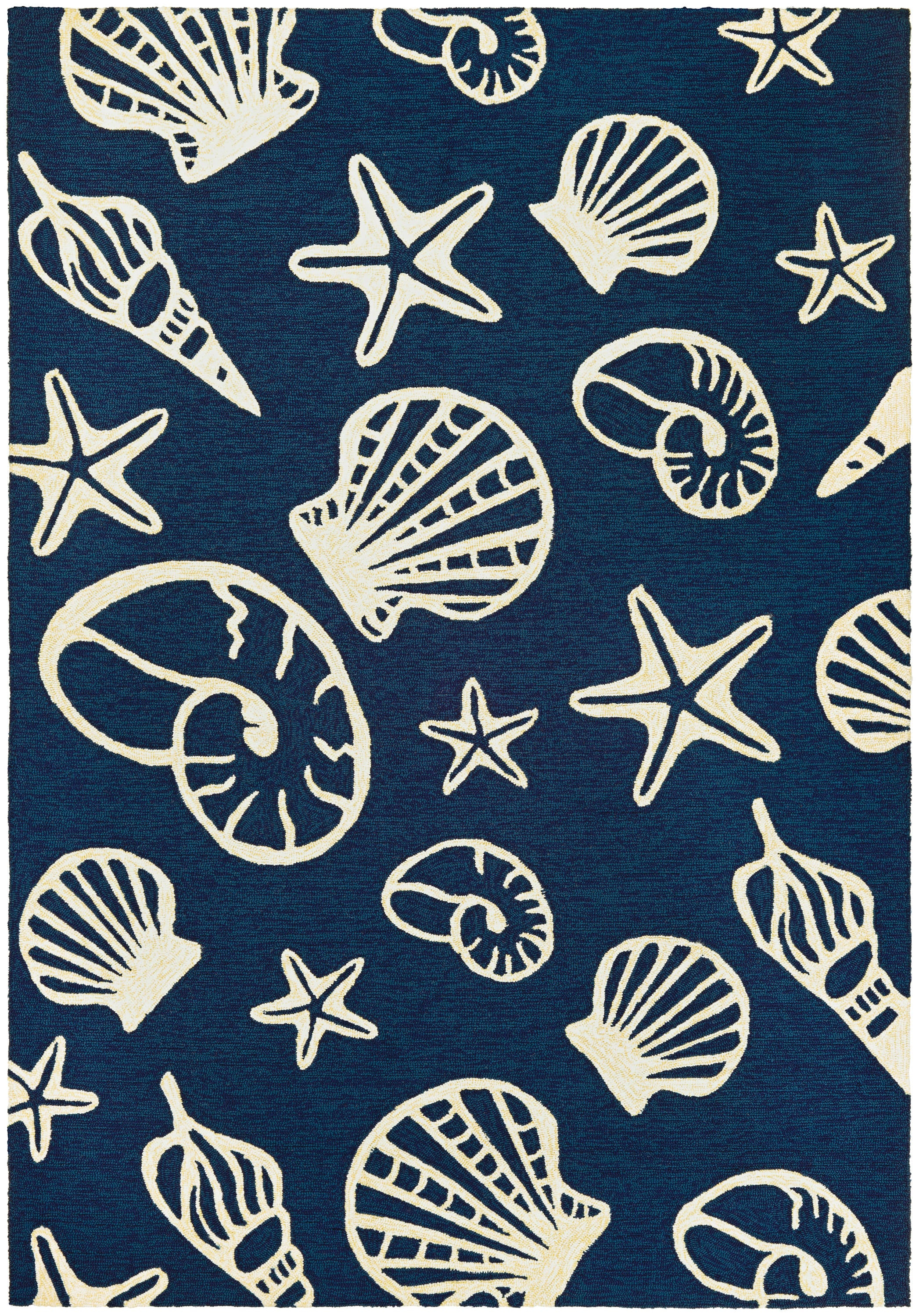 Couristan Outdoor Escape Cardita Shells Indoor/Outdoor Area Rug, 2' x 4', Navy-Ivory