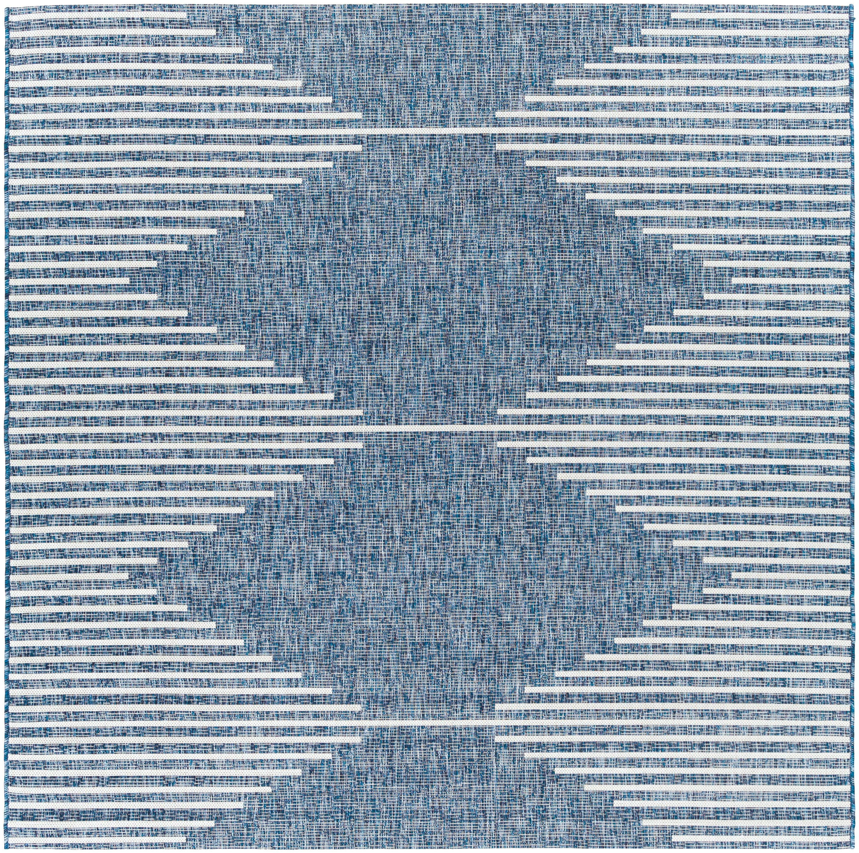 Square Blue Synthetic Easy Care Outdoor Rug 6'7" x 6'7"