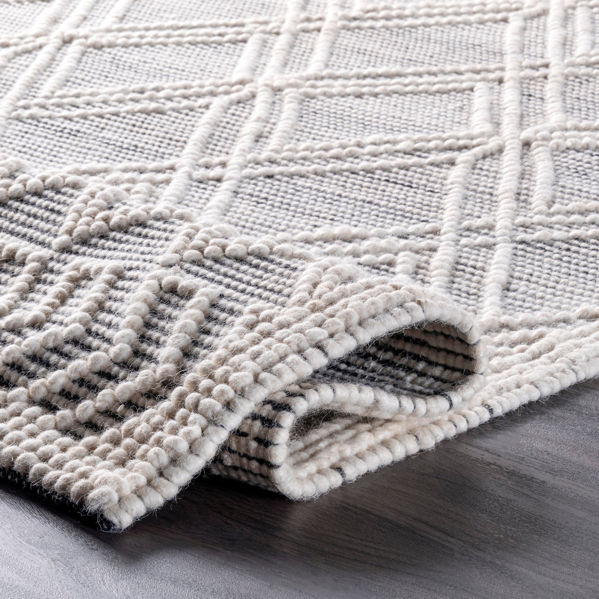 Handmade Gray Wool Trellis 4' x 6' Easy Care Area Rug