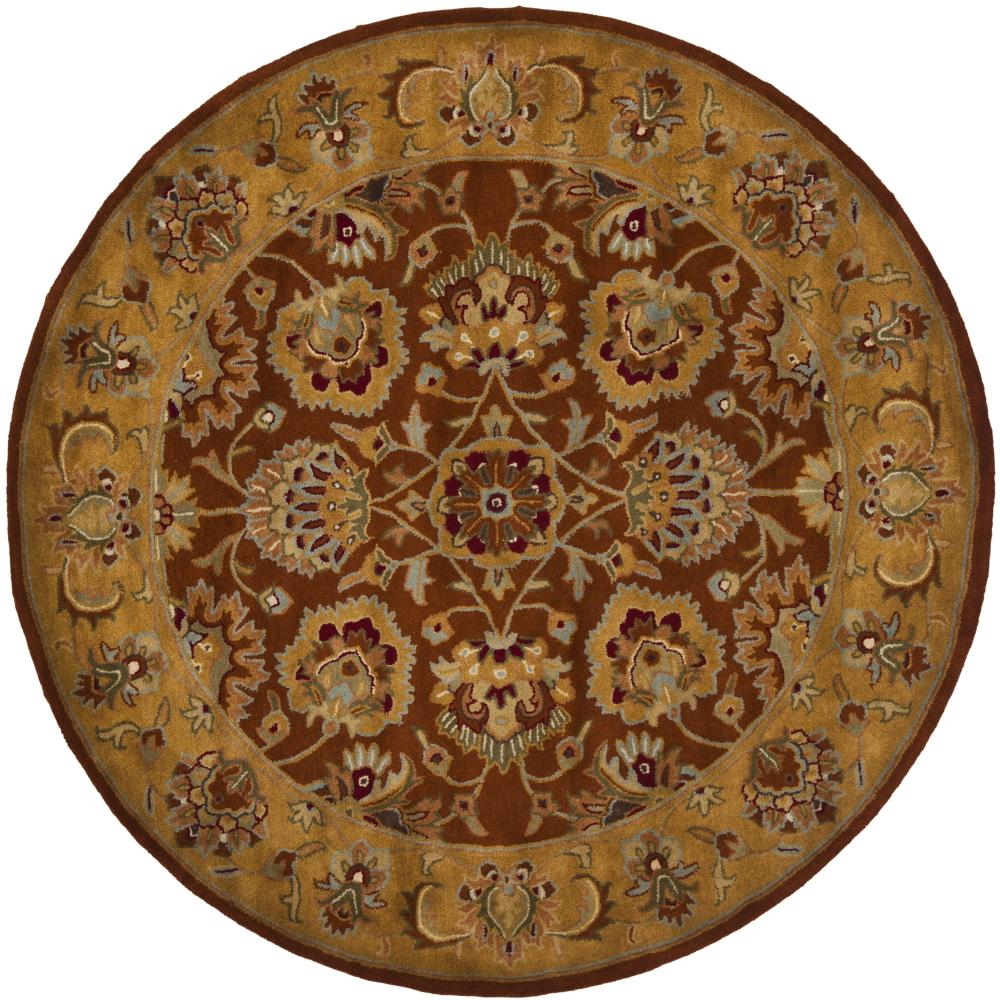 Heritage HG820 Hand Tufted Area Rug - Red/Natural - 6' Round - Safavieh.