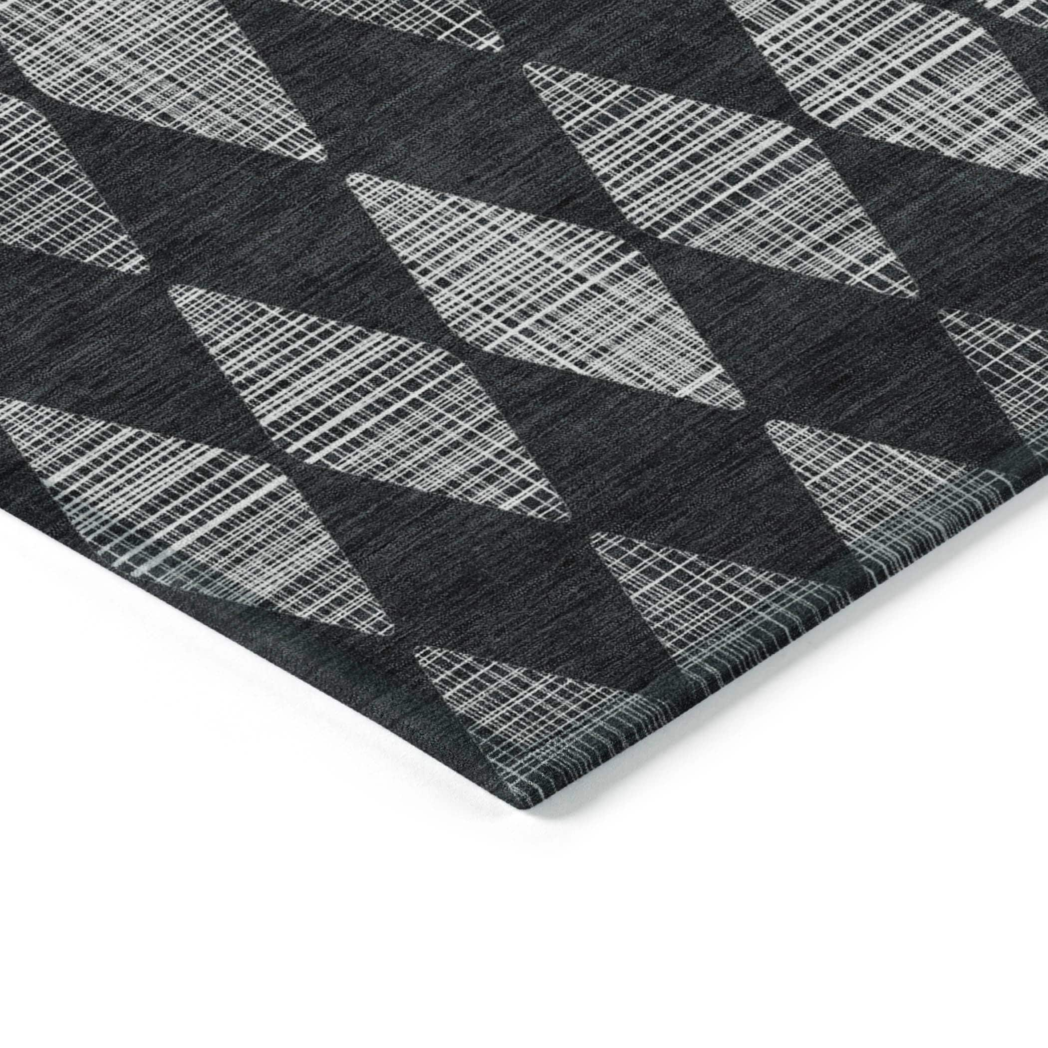 Charcoal Diamond Pattern Machine Washable Rug 1'8" x 2'6"