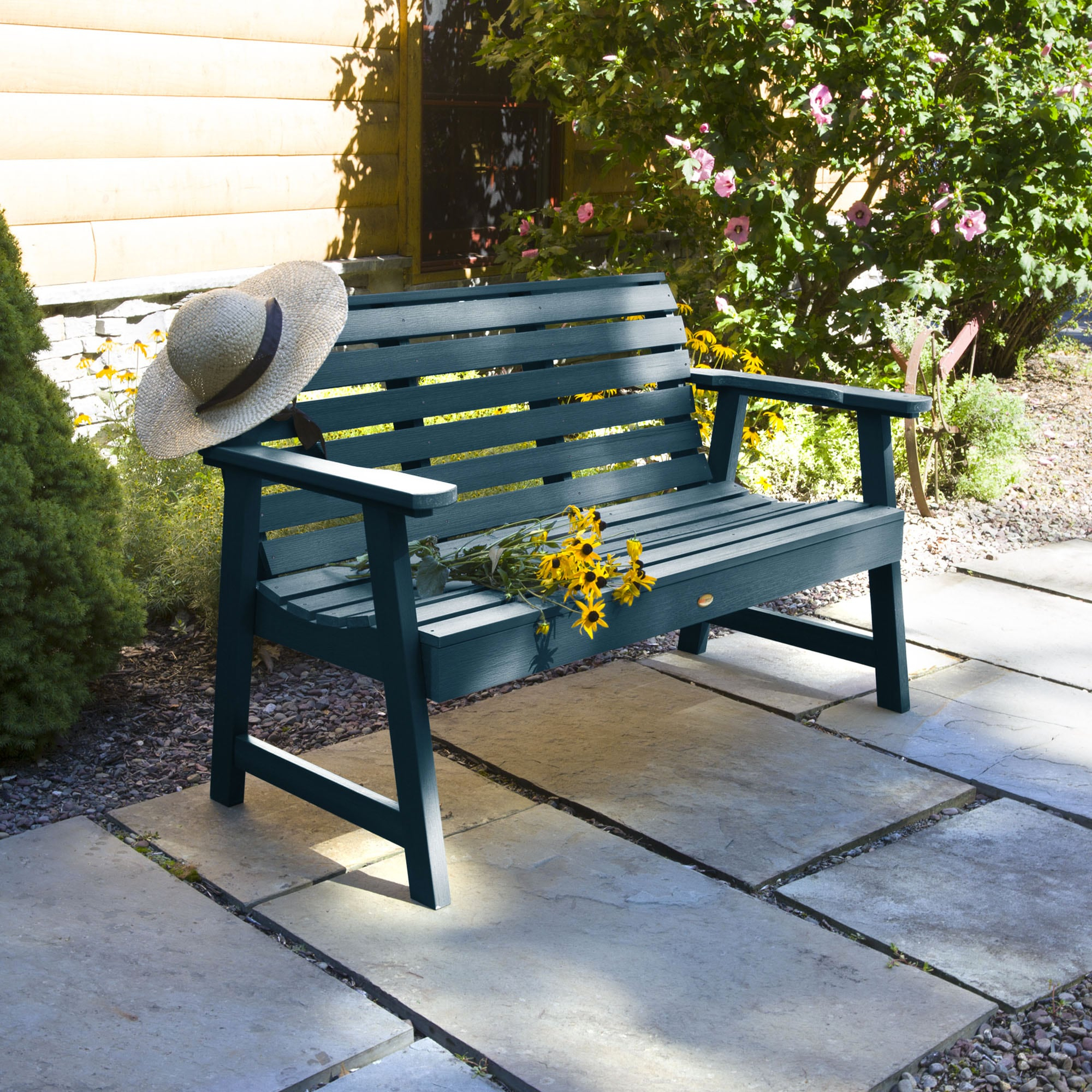 Highwood Weatherly 4ft Garden Bench - 2-Person, Eco-friendly, Synthetic Wood