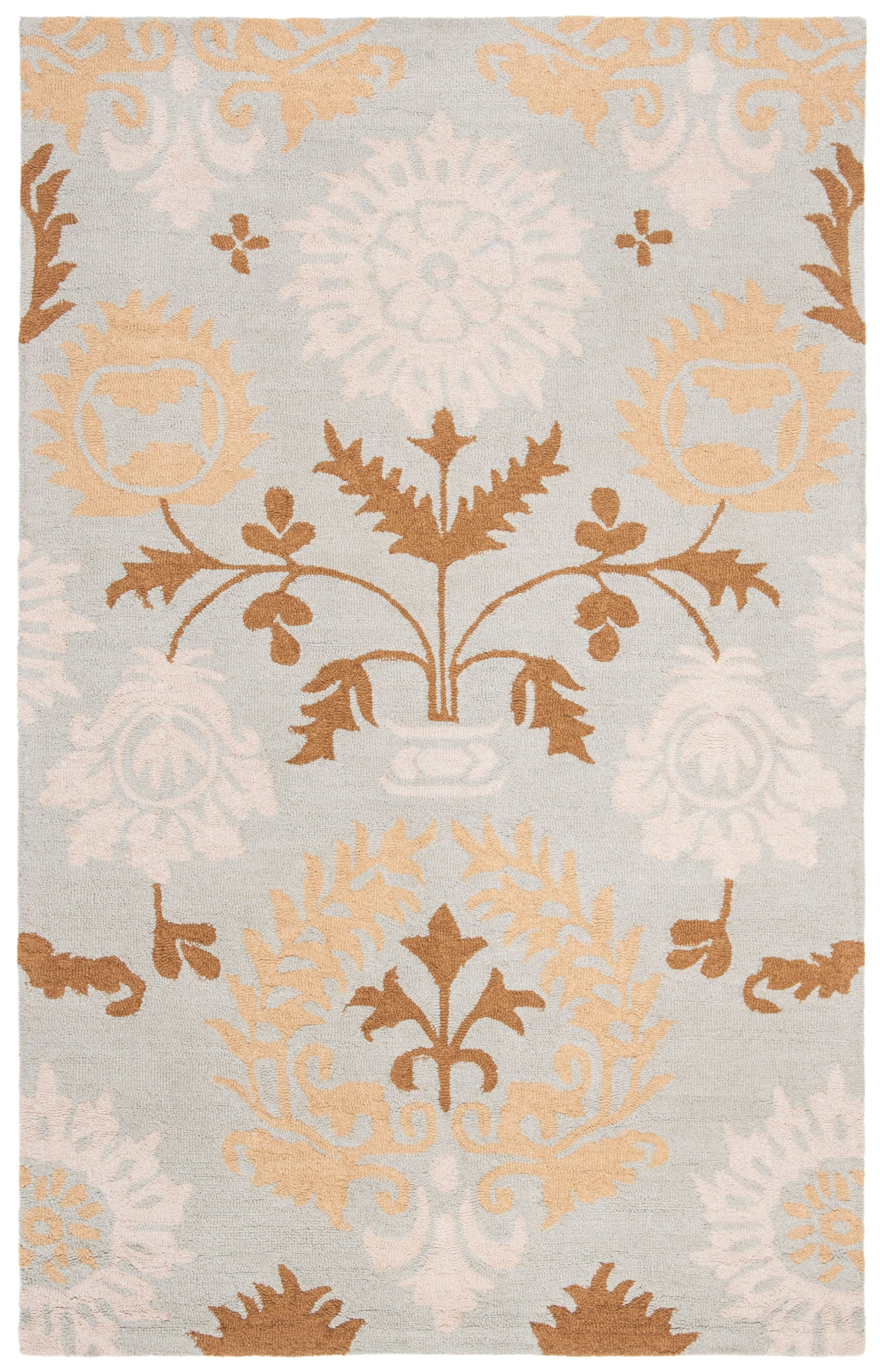 SAFAVIEH Blossom Maris Floral Medallion Wool Area Rug, Blue/Multi, 6' x 6' Square