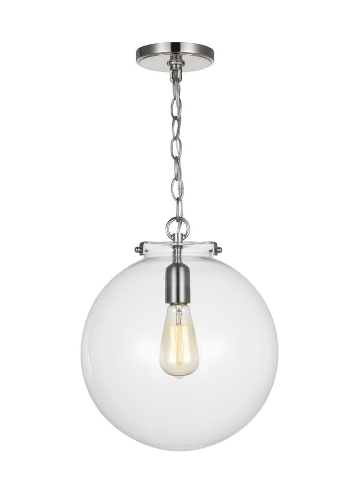 Kate 12" Clear Glass Globe Pendant in Brushed Nickel