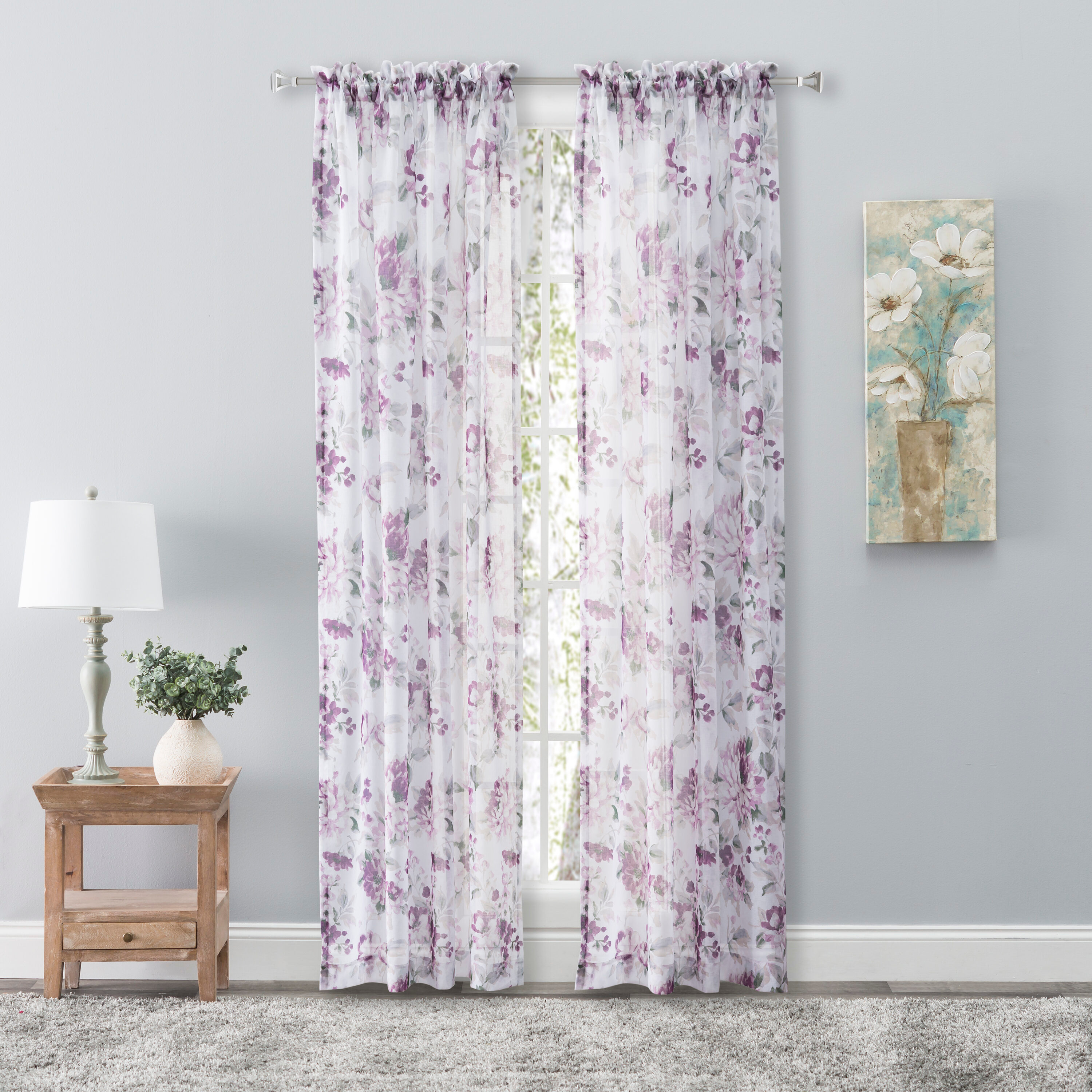 Ricardo Whimsical Sheer Rod Pocket Panel 54x84 Berry