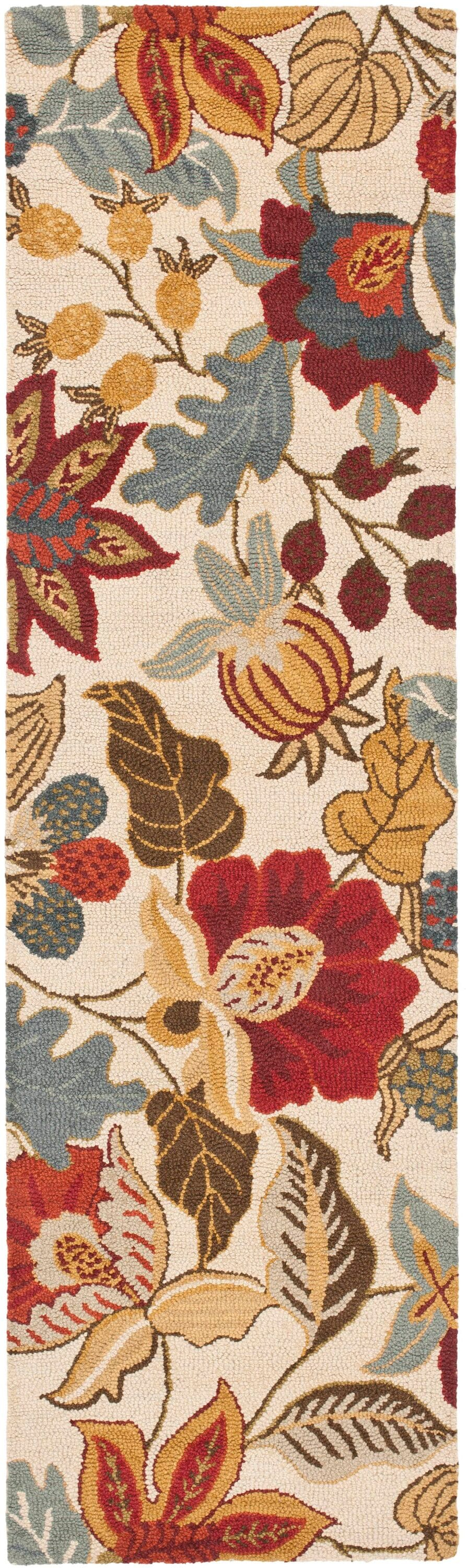 SAFAVIEH Blossom Lena Floral Wool Runner Rug, Ivory/Multi, 2'3" x 10'
