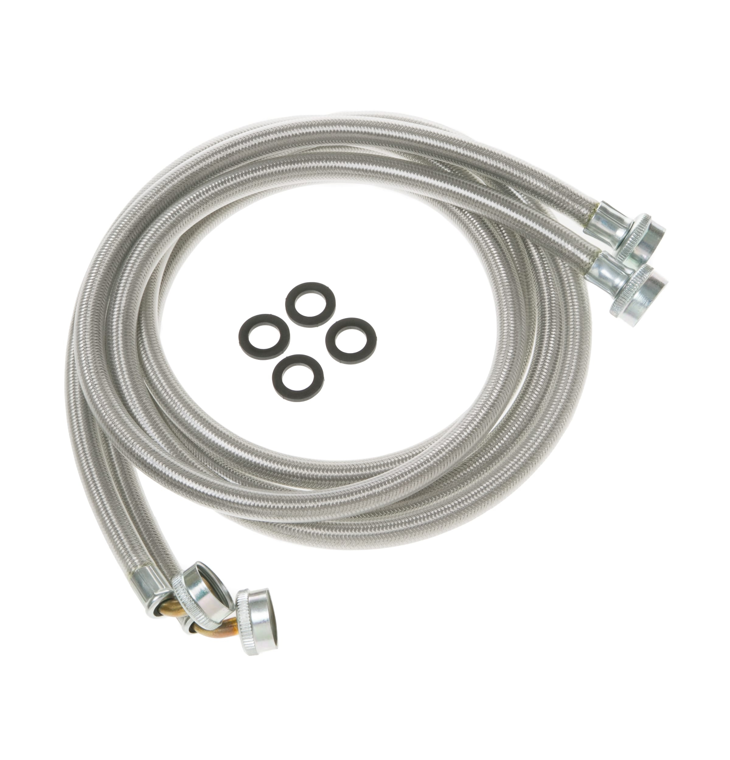 GE WX14X10011 Washing Machine Universal 6’ Stainless Steel 90° Elbow – 2 Hose Package