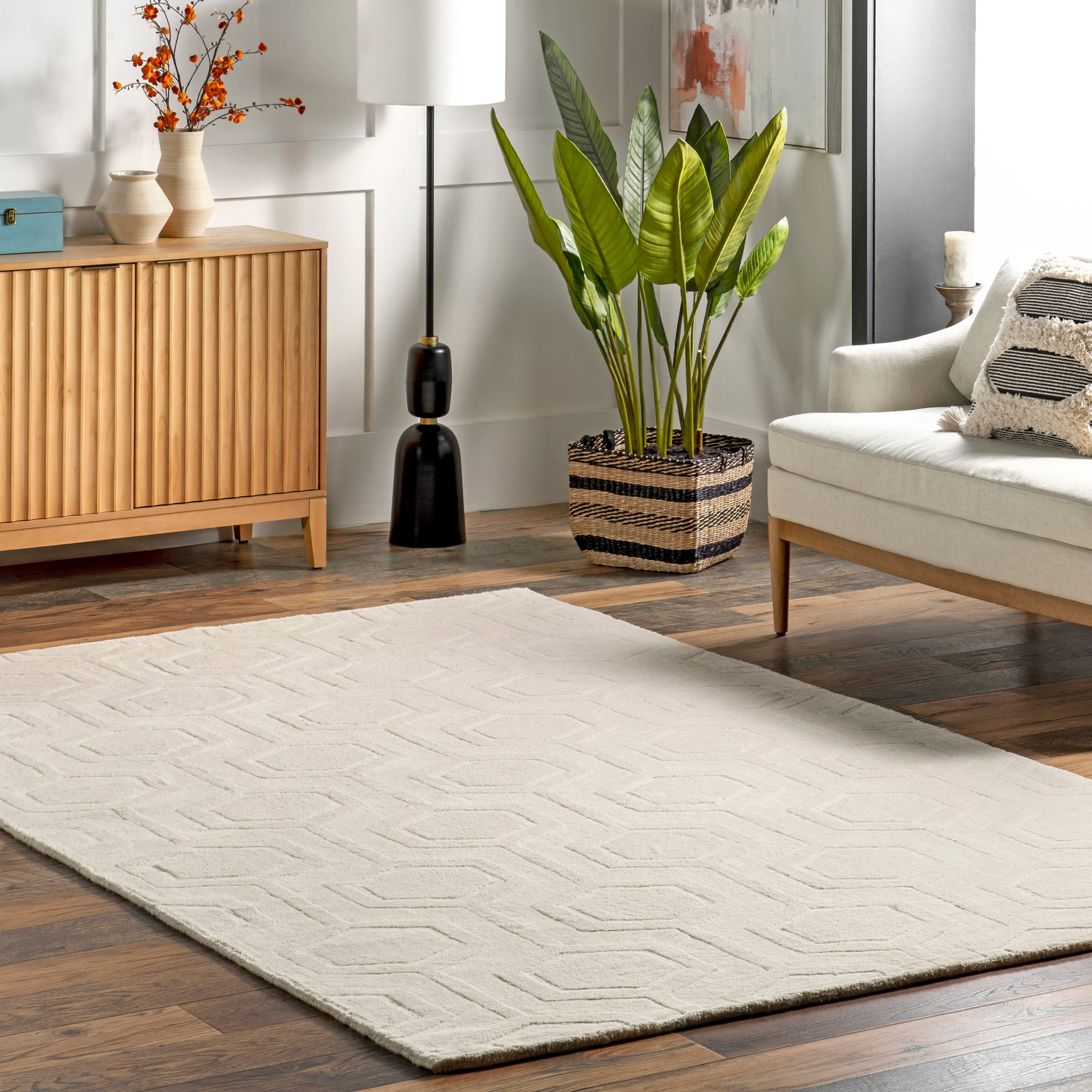 nuLOOM Ambrose Hand Woven Wool Area Rug, 4' x 6', Ivory