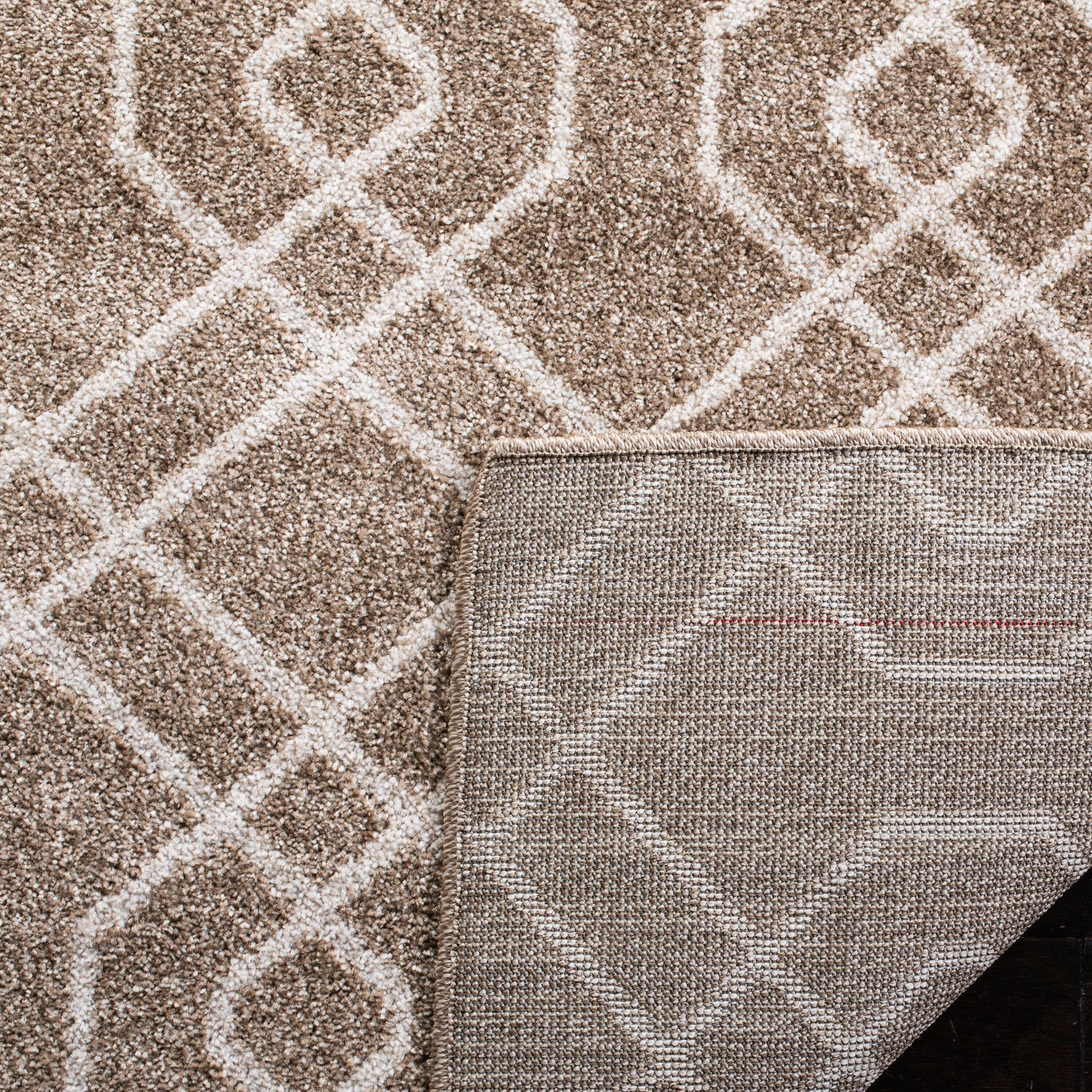 Wheat Beige 8' x 10' Geometric Easy-Care Area Rug