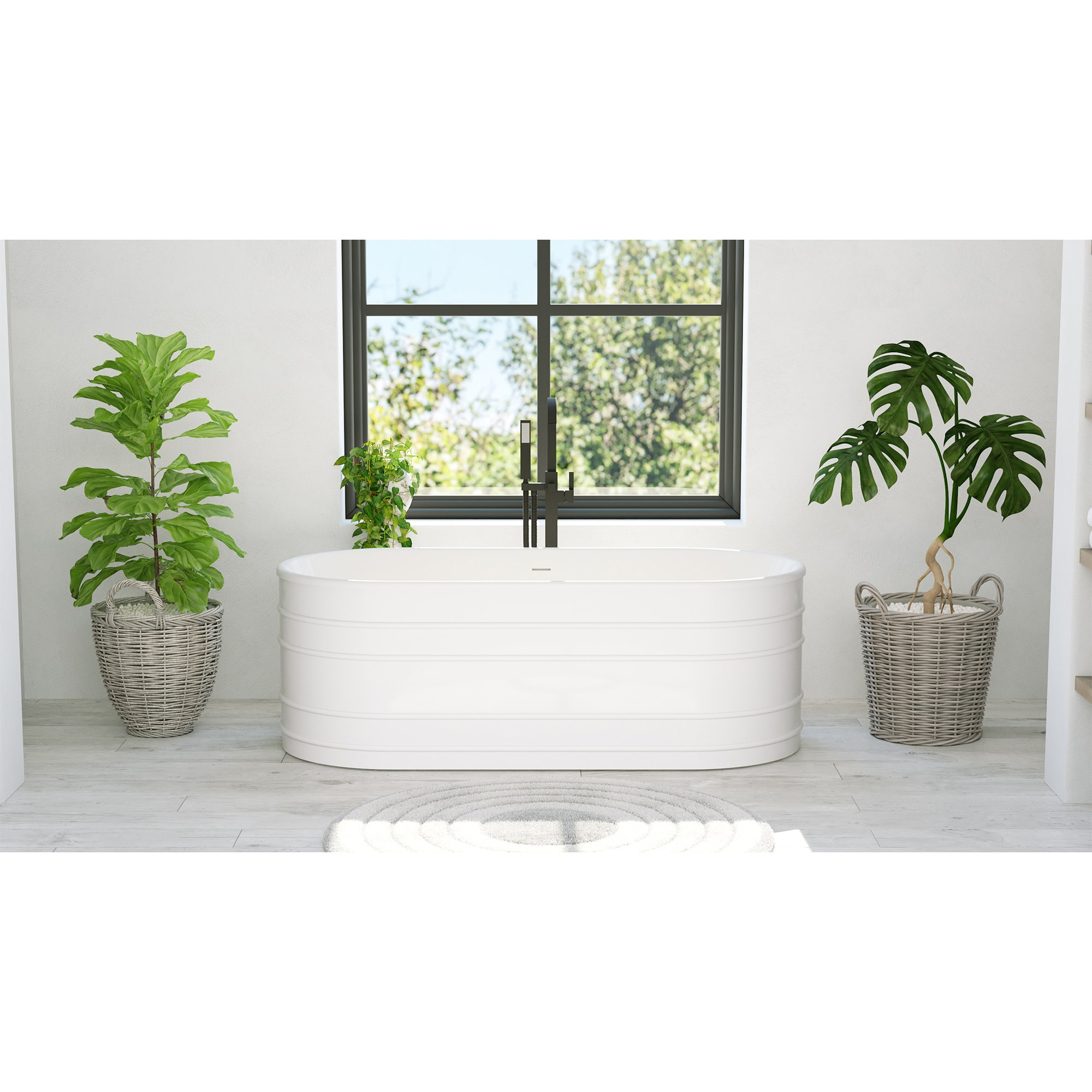 Infinity Z 67-inch White Acrylic Oval Freestanding Soaking Bathtub