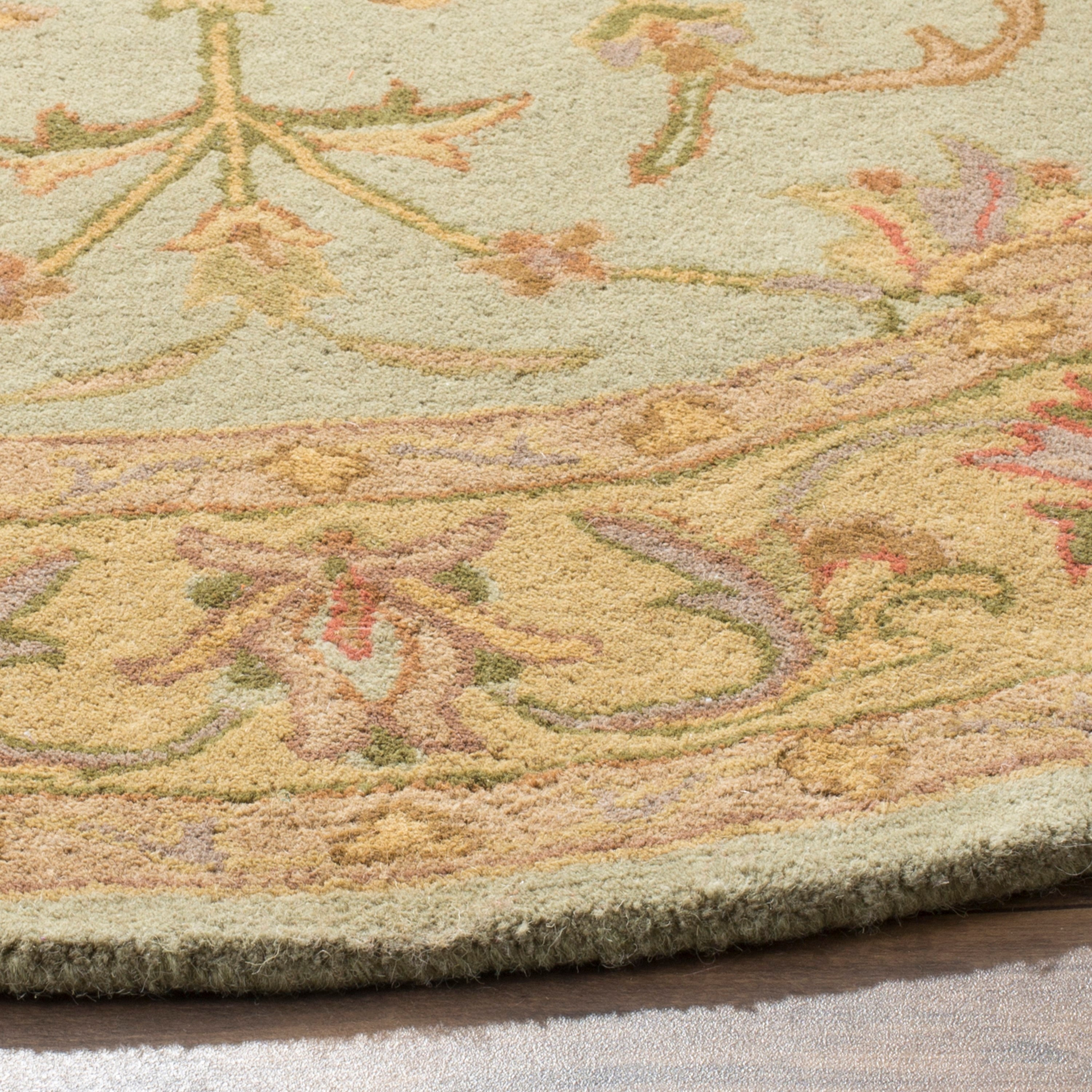 Heritage Green and Gold 6' Round Hand-Tufted Wool Area Rug