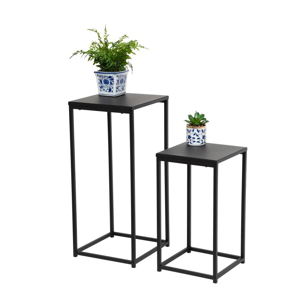 Honey-Can-Do Steel Nesting Square Side Tables, Black (Set of 2)