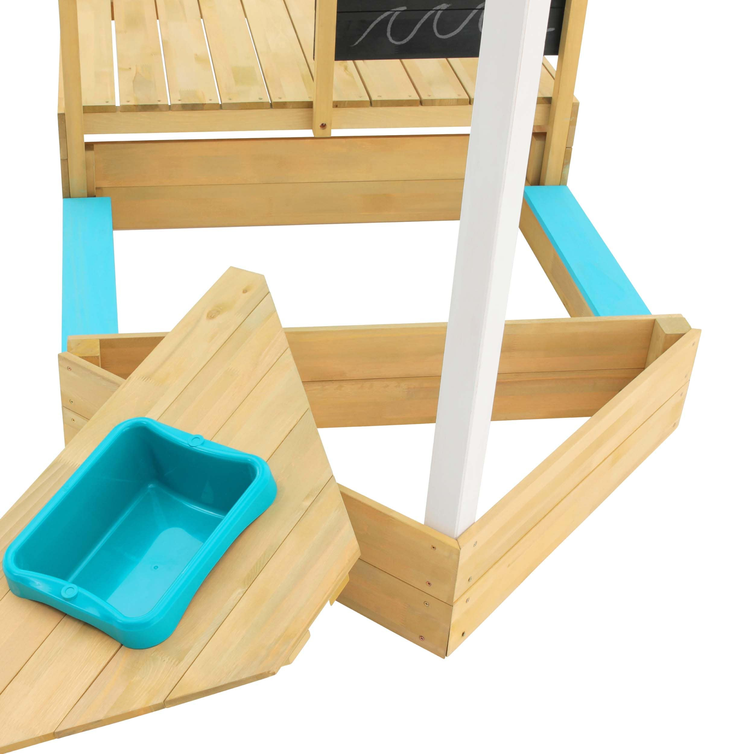 TP Ahoy Wooden Sandbox Pirate Ship Play Boat with Canopy – Kids Outdoor Sand & Water Toy with Captain’s Wheel, Blackboard, Splash Bowl & Storage | FSC Certified | Compact & Space-Saving Design