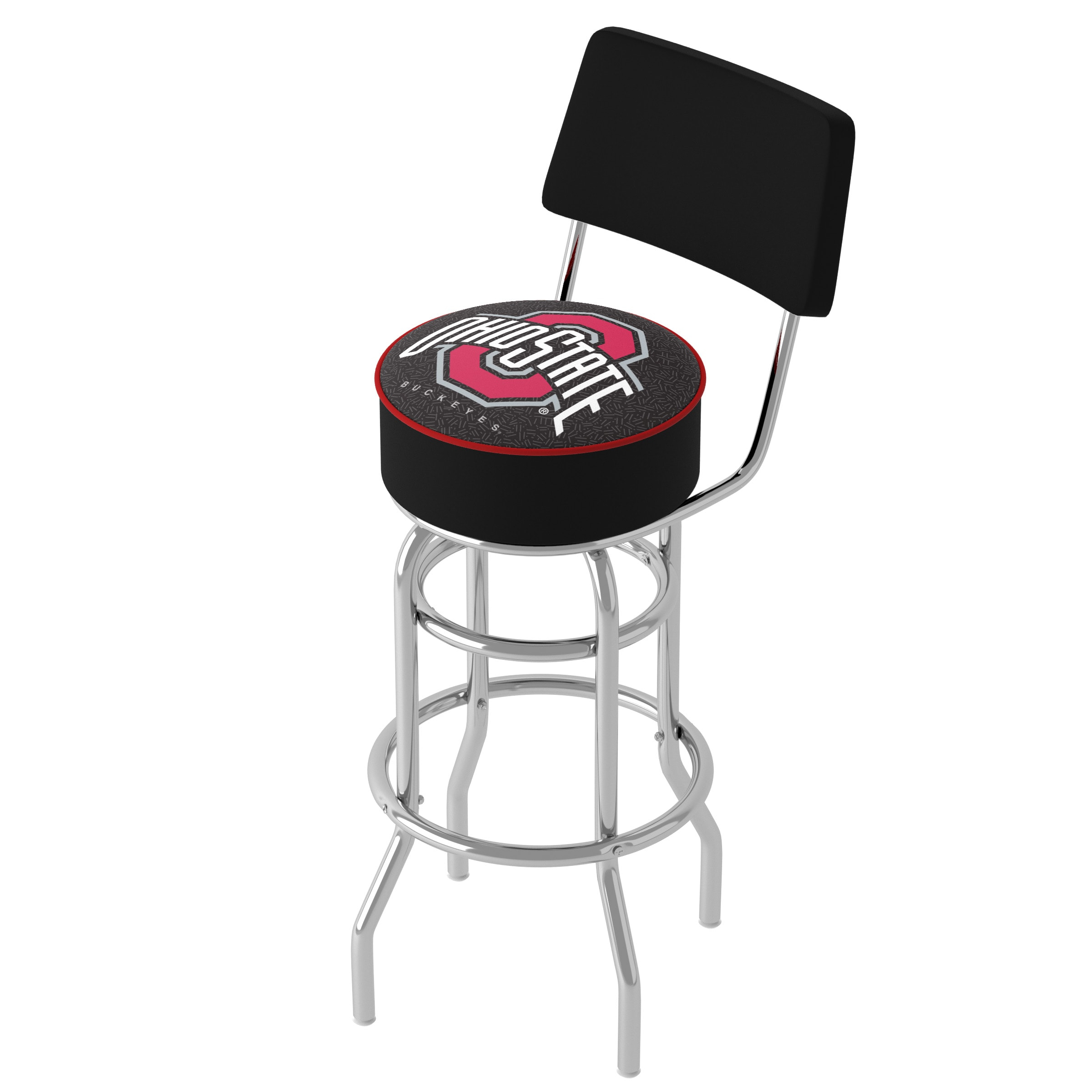 Trademark Gameroom Ohio State Buckeyes Bar Stools with Backs Chrome 31.0-in H Bar height Round seat Swivel Metal Bar Stool and Back