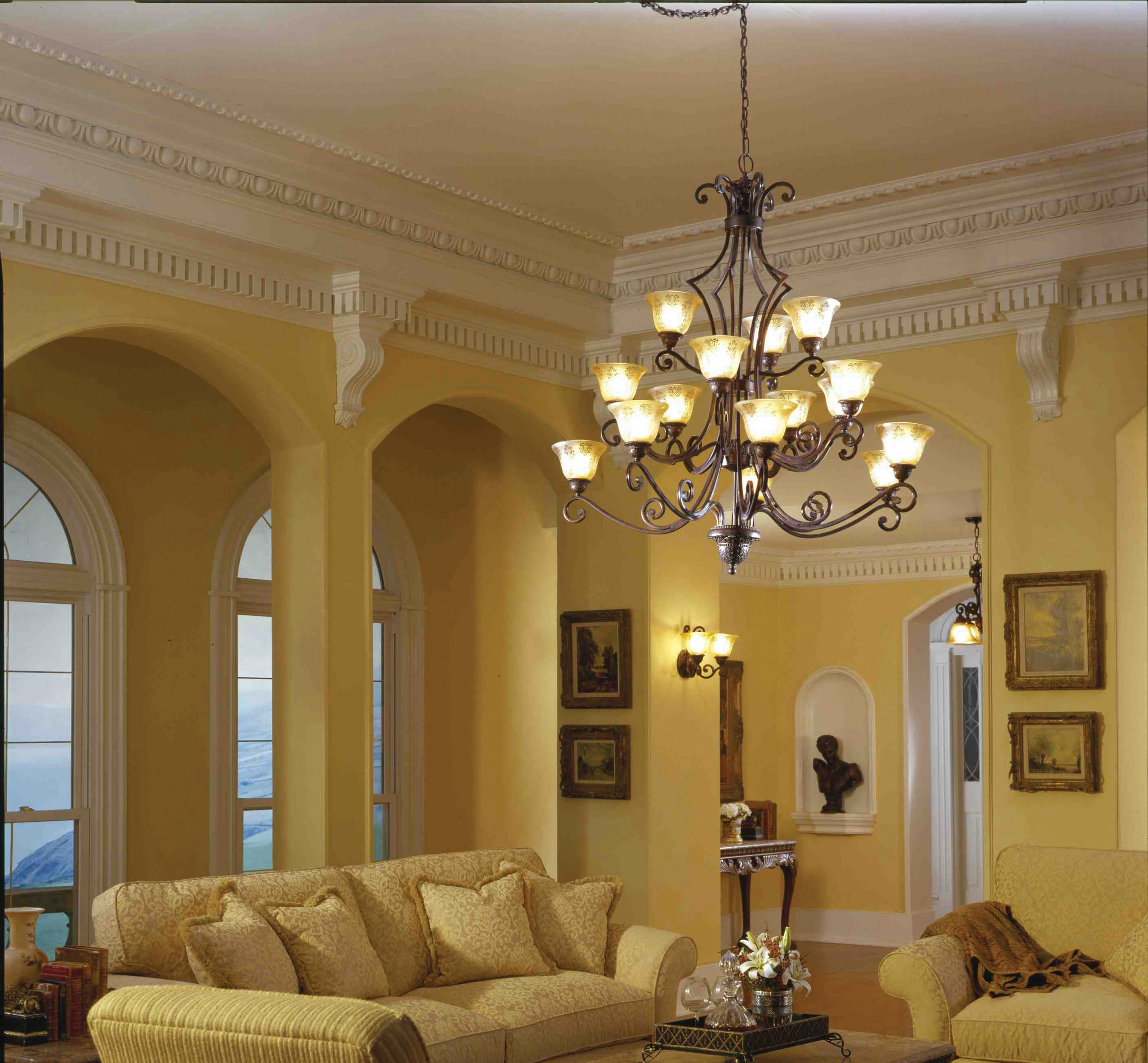 -15 Light 3-Tier Chandelier In Mediterranean Style-49 Inches Wide By 51 Inches High Maxim Lighting 11239Saoi