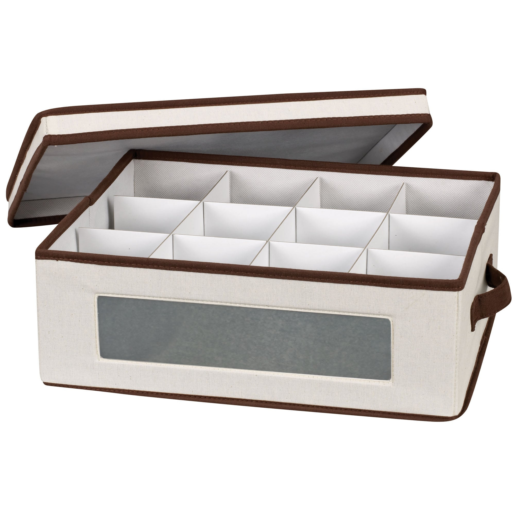 Gray Fabric Lidded Storage Bin with Dividers