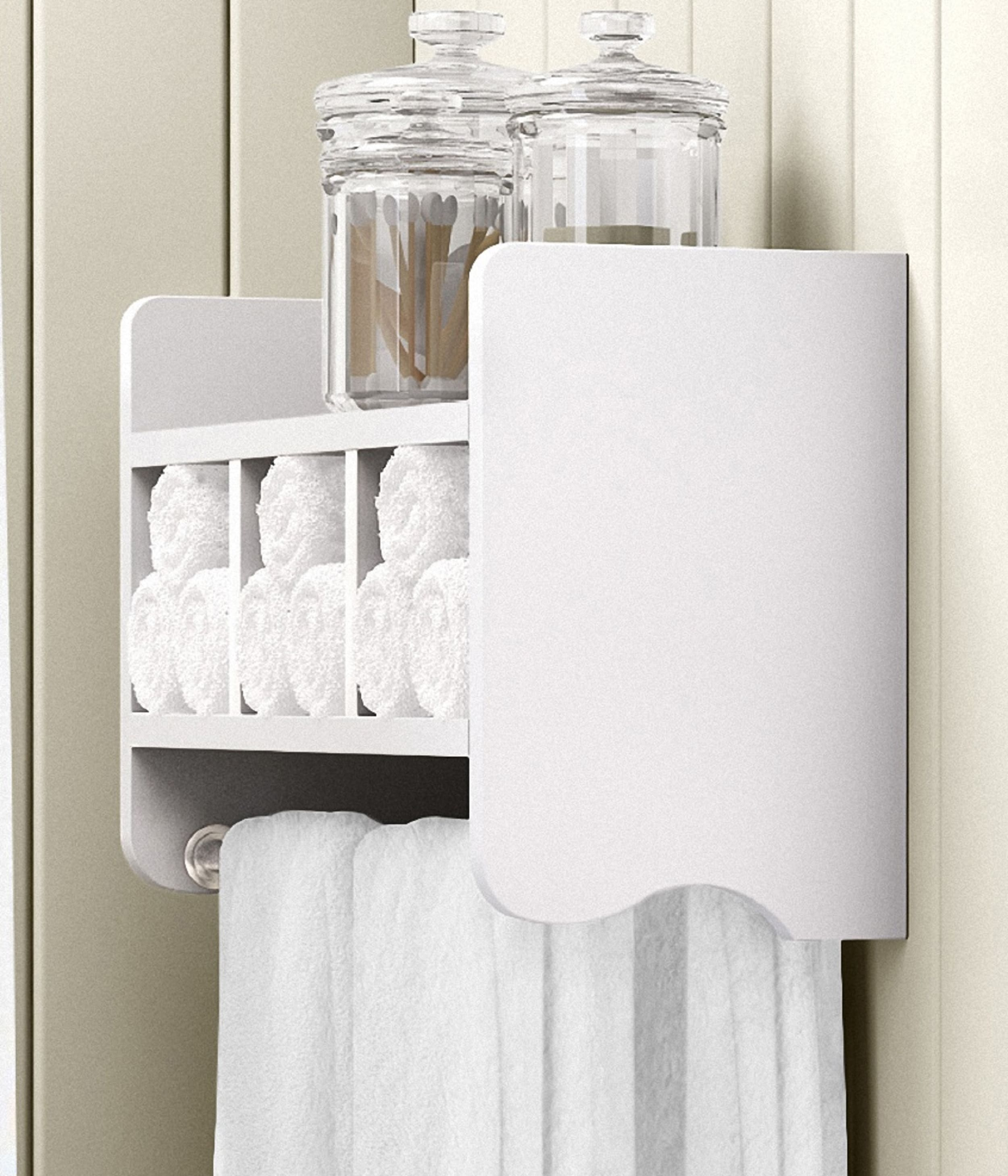 Alaterre 25" Bath Storage Shelf with Towel Rod, White