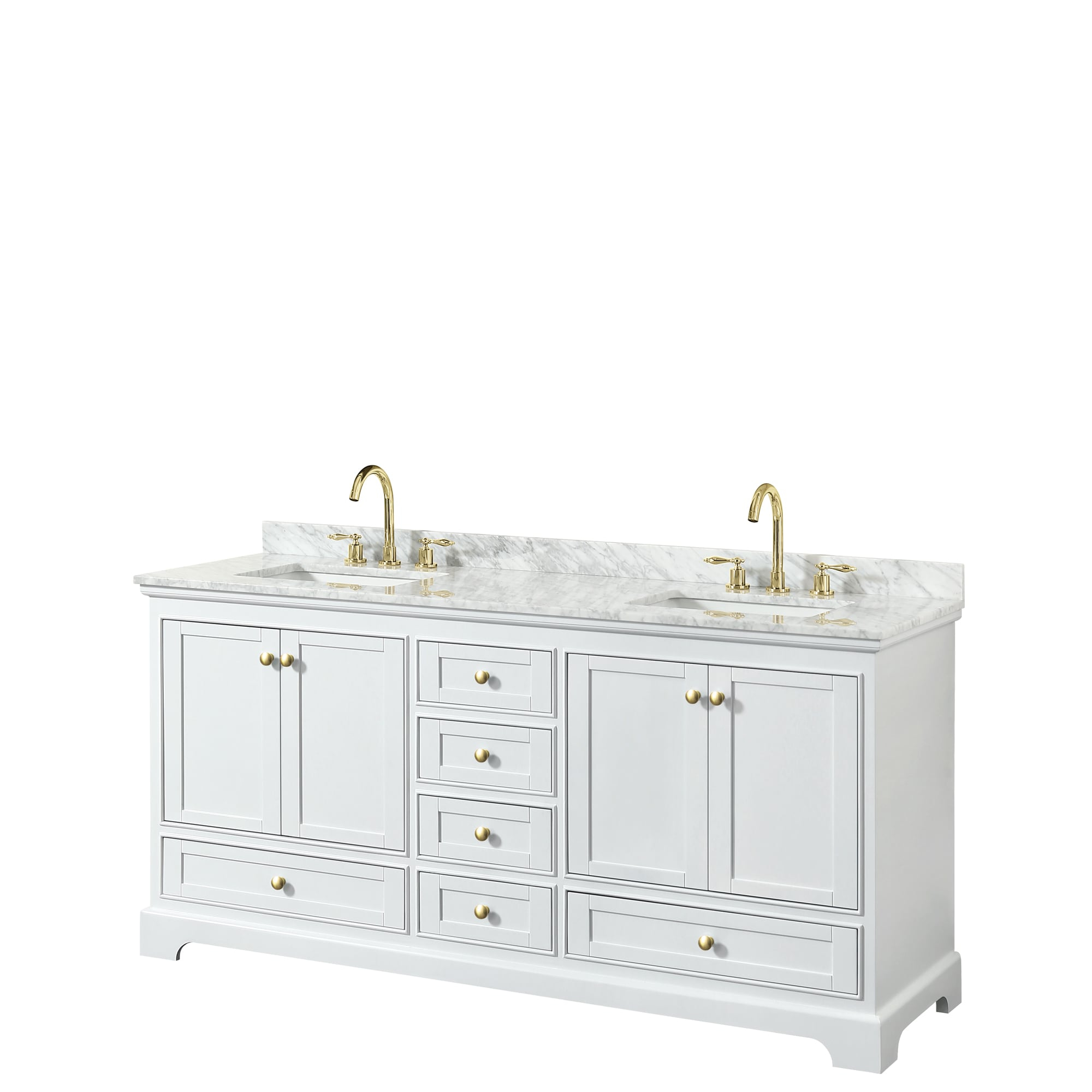 Wyndham Collection Deborah 72" Plywood Double Bathroom Vanity in White/Gold