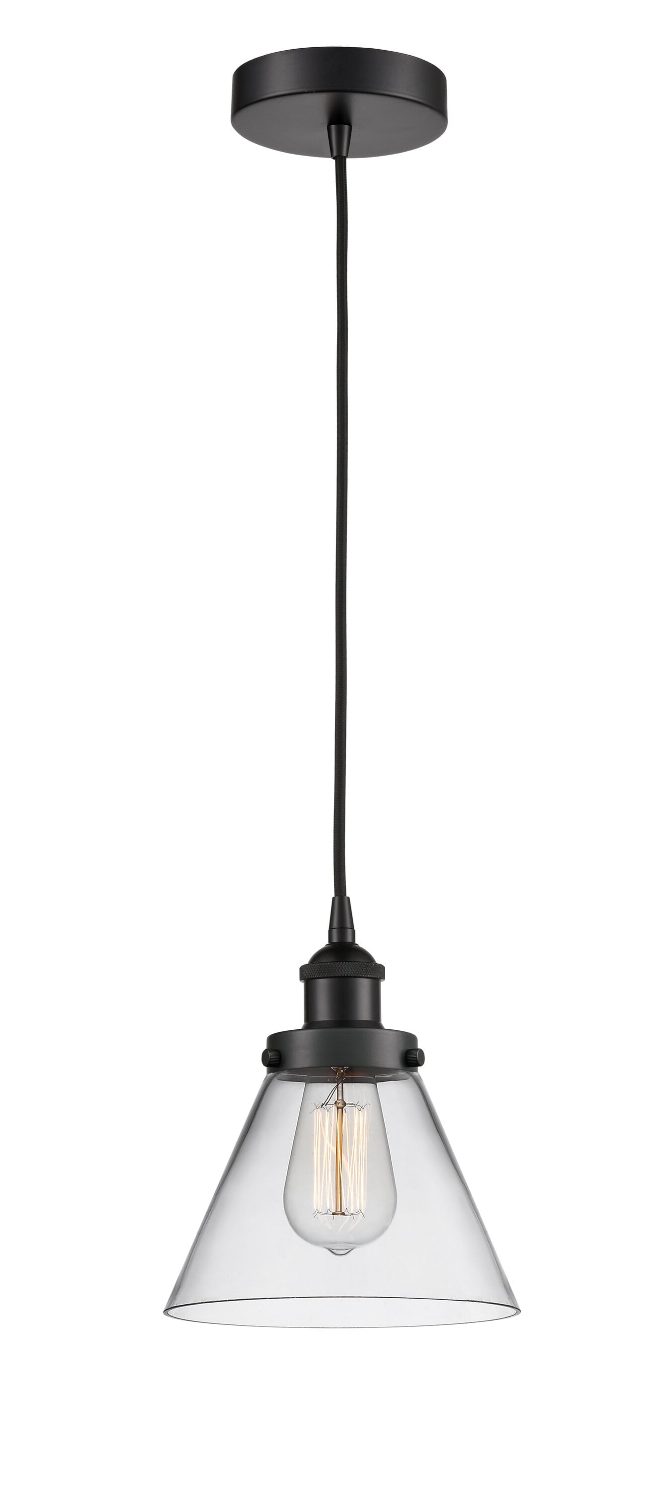 Matte Black and Clear Glass Mini Pendant Light