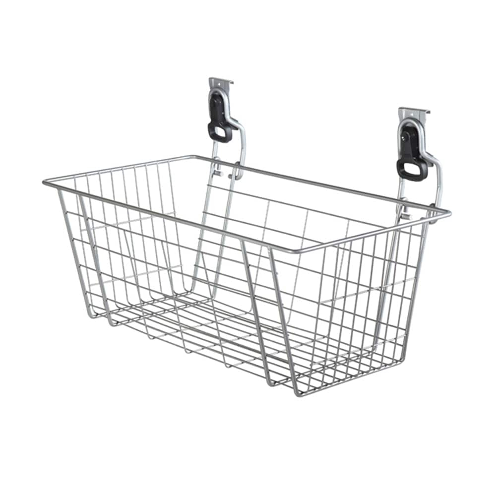 Rubbermaid Garage FastTrack Rail 24 in. Wire Basket, Storage Organizer, Satin Nickel