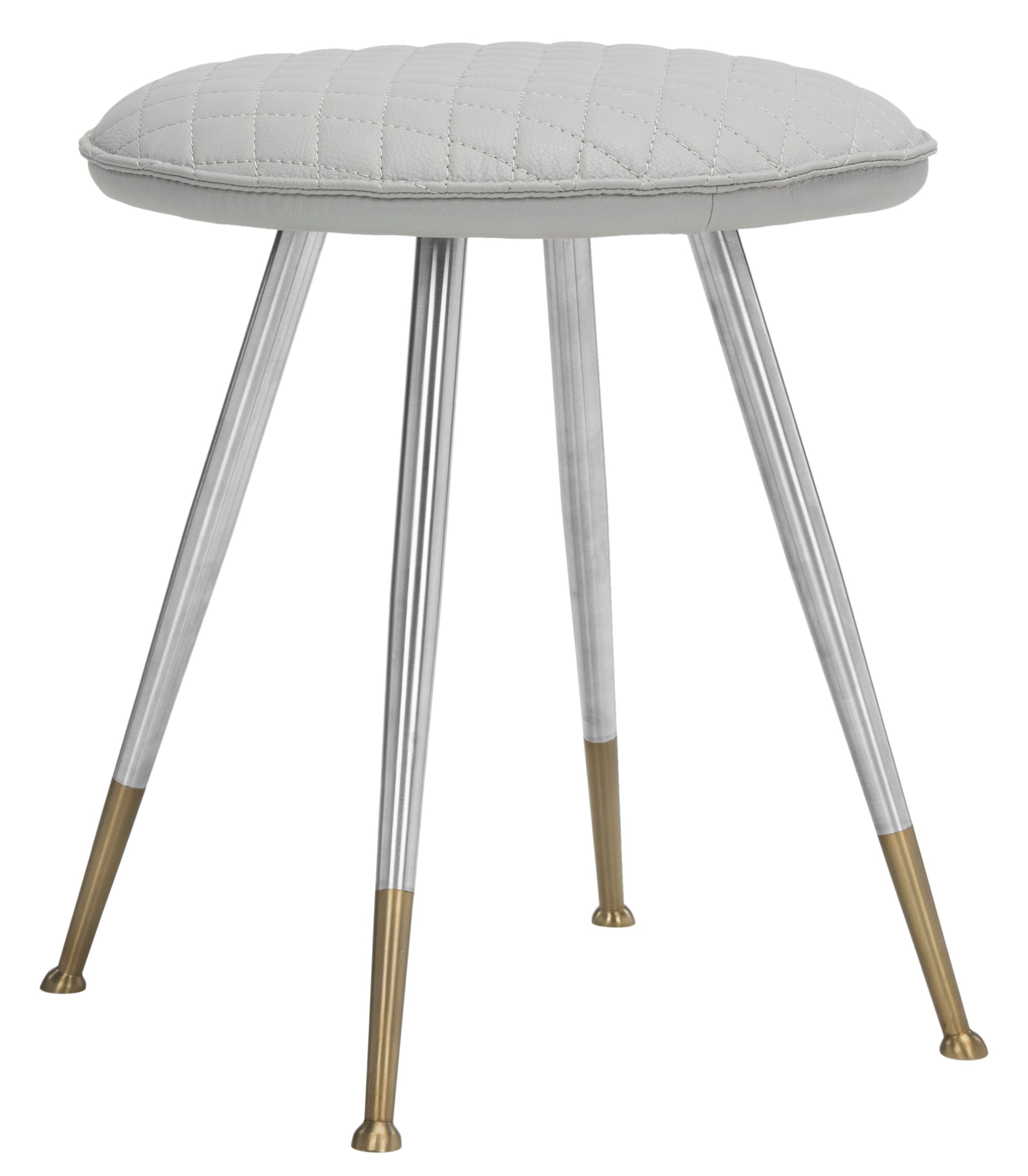 SAFAVIEH Brinley 30"H Mid Century Modern Stool, Light Grey/Silver