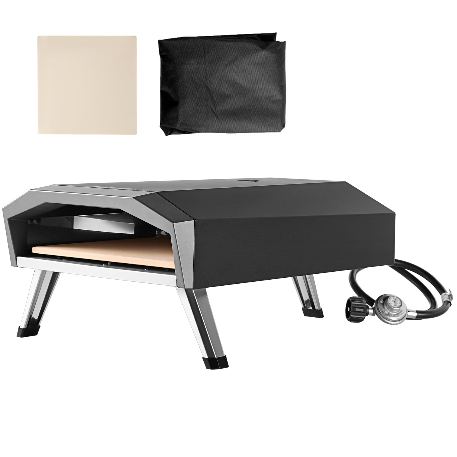 Choco Moon 13" Portable Gas Pizza Oven, Outdoor Propane Pizza Maker with Stainless Steel Construction & Pizza Stone, Perfect for BBQ Camping & Picnics, CSA Certified, Black