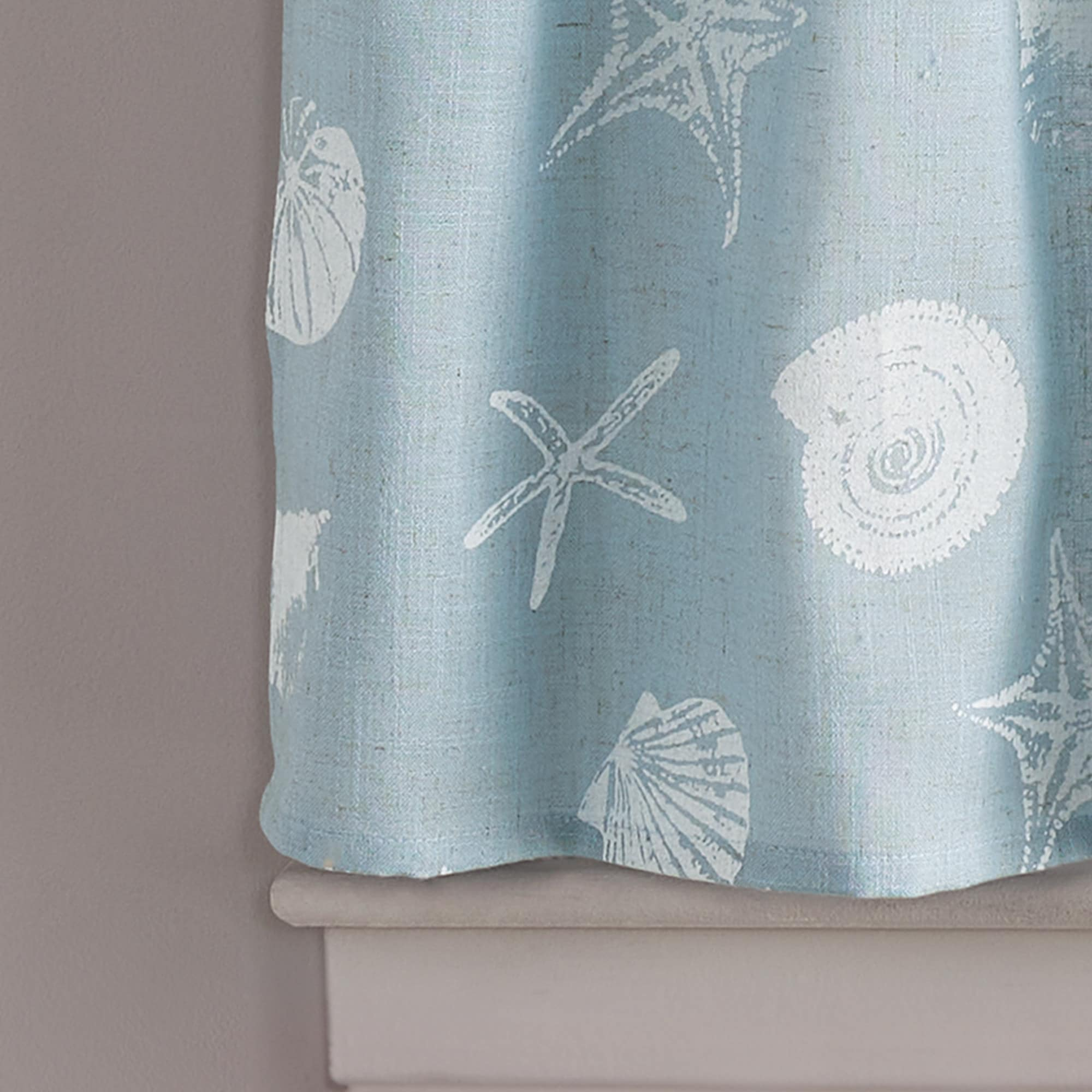 CHF Seashells 24" Tier Curtain, Pair, Printed, Aqua, Adult
