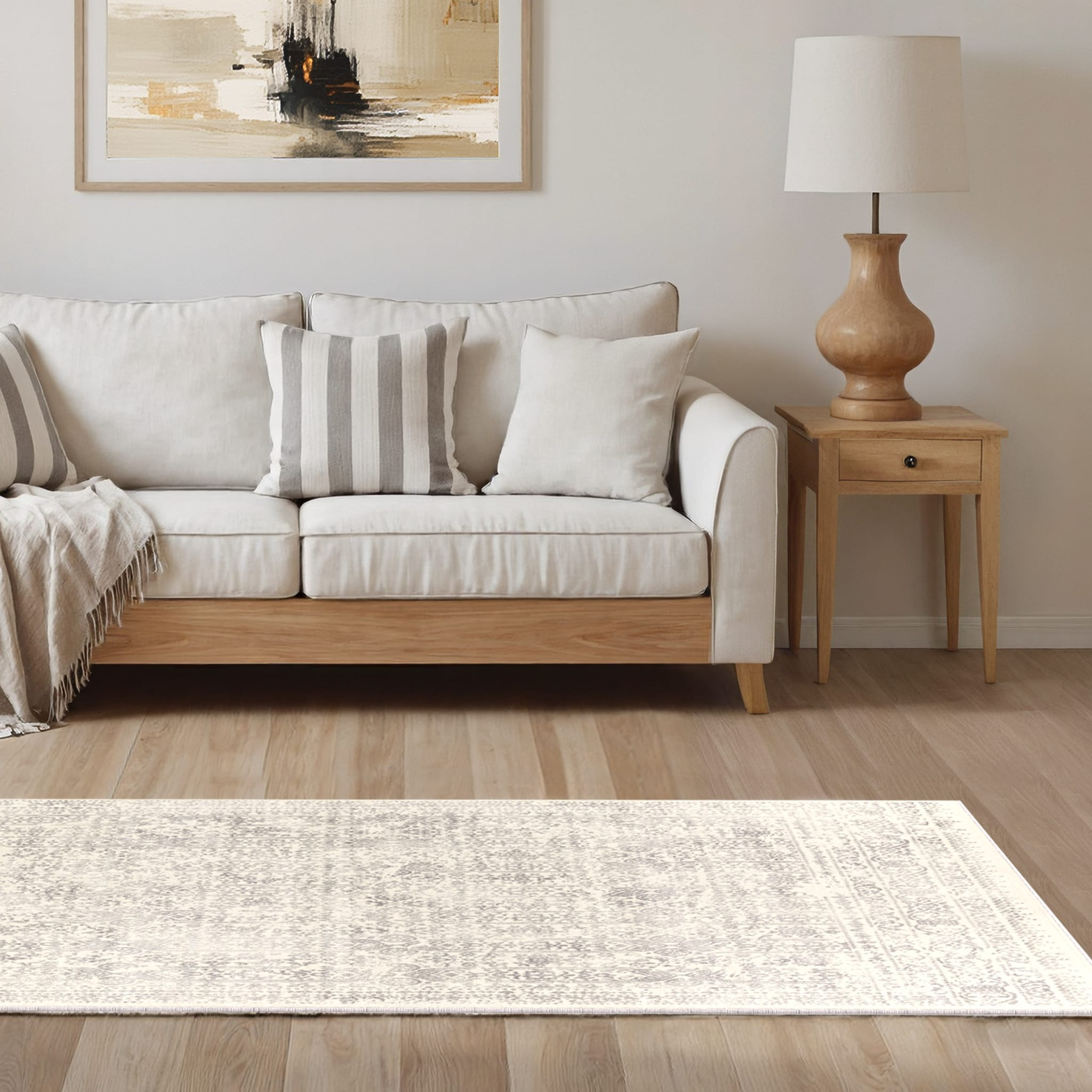 Livabliss Roma 8 x 10 (ft) Synthetic Gray Rectangular Indoor Distressed/Overdyed Vintage Area rug