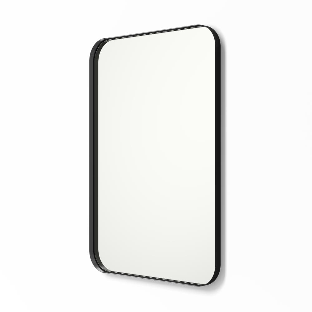 Better Bevel 20" x 30" Black Metal Framed Mirror | Rectangle Bathroom Wall Mirror | Rounded Corner