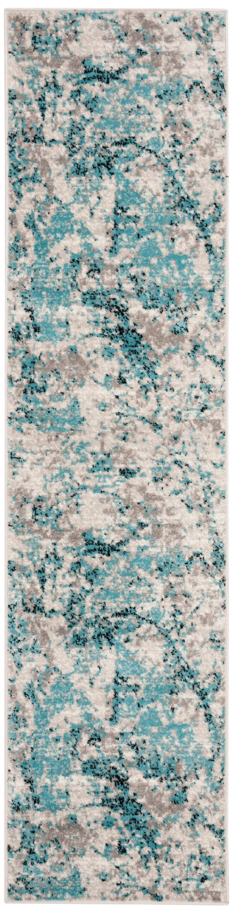 SAFAVIEH Skyler Joisse Abstract Runner Rug, Blue/Ivory, 2' x 10'