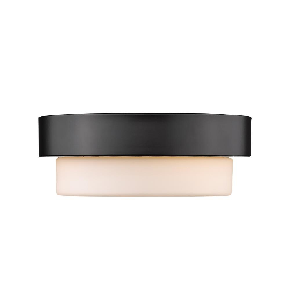 Golden Lighting Multi-Family 1-Light Flush Mount in Matte Black with Opal Glass