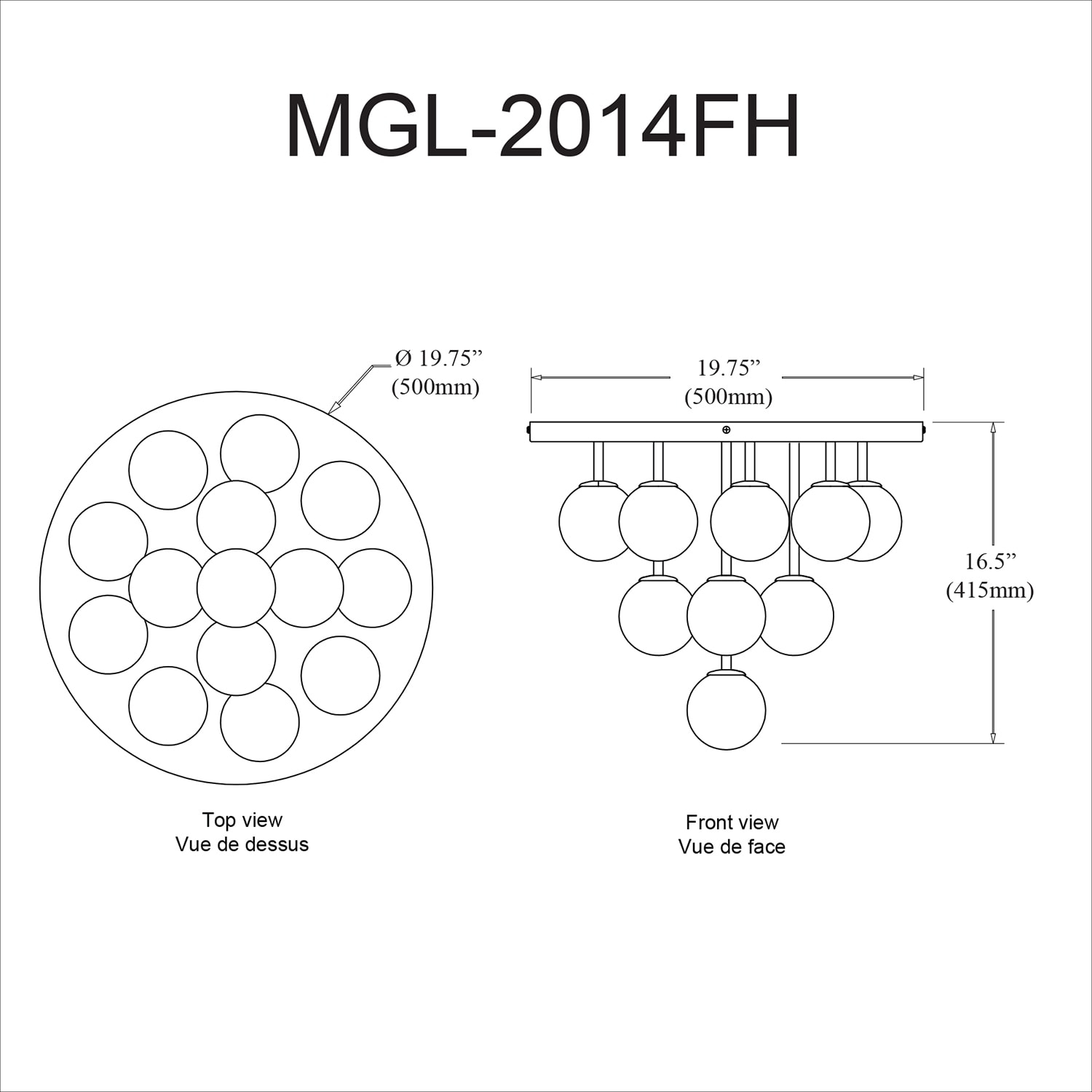 Dainolite 14LT Flush Mount, AGB w/ Opal Glass