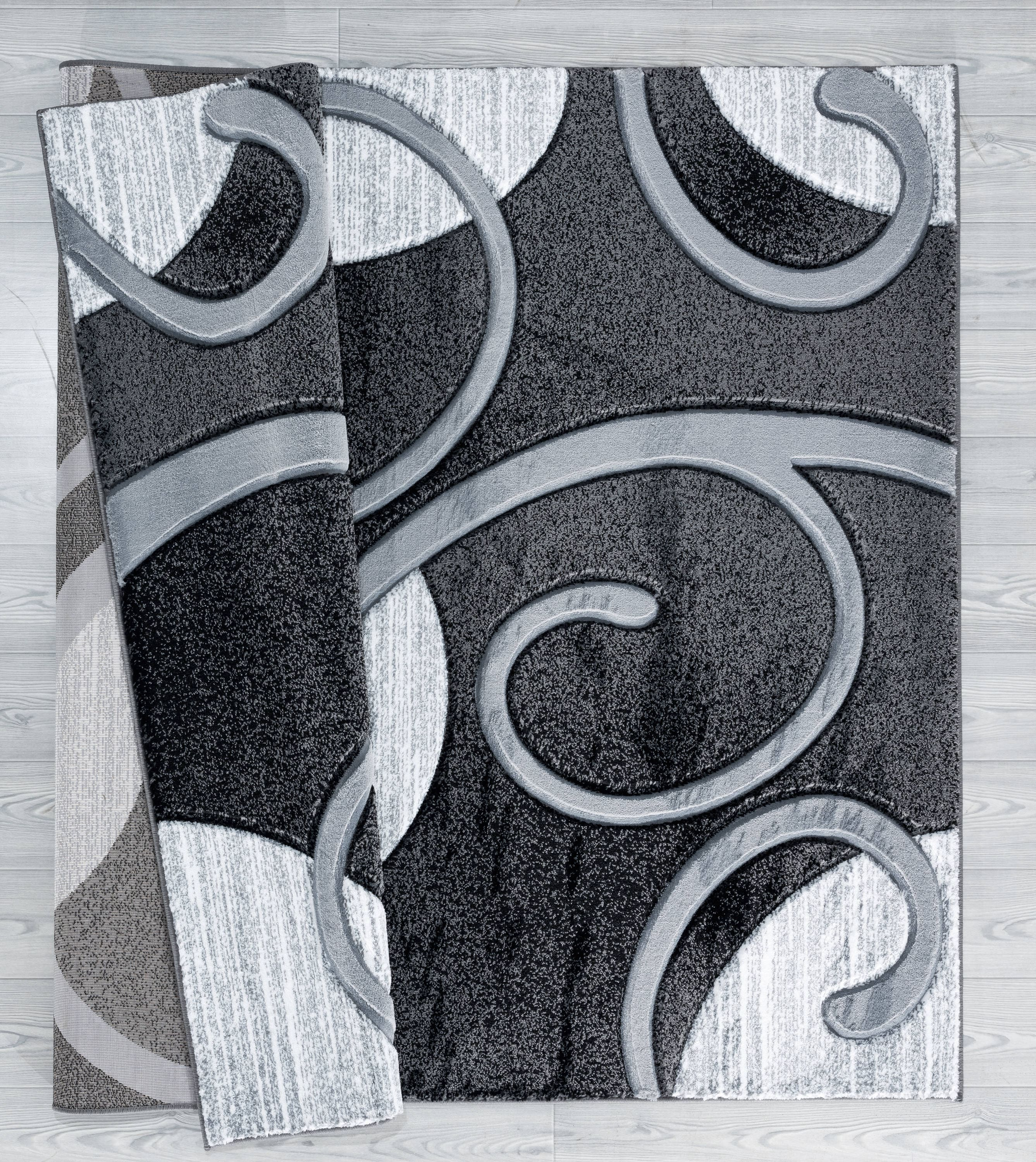 Bristol 5' x 8' Gray Rectangular Stain-Resistant Synthetic Rug