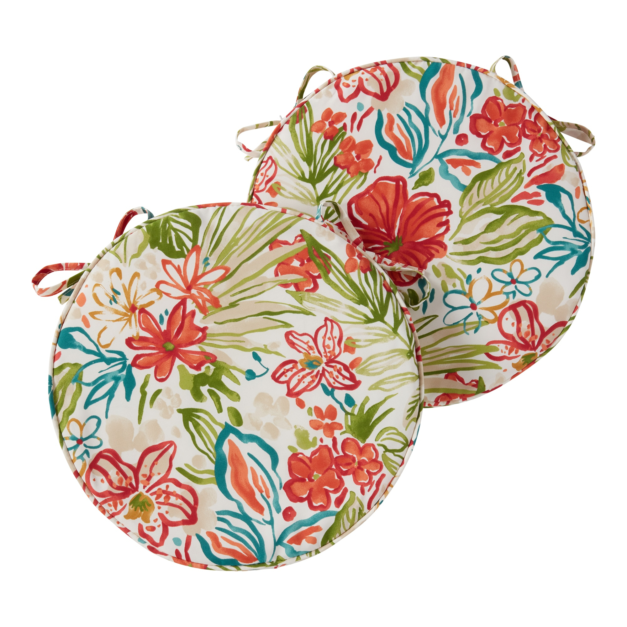 Greendale Home Fashions 18" x 18" Breeze Floral Round Outdoor Chair Pad (Set of 2)