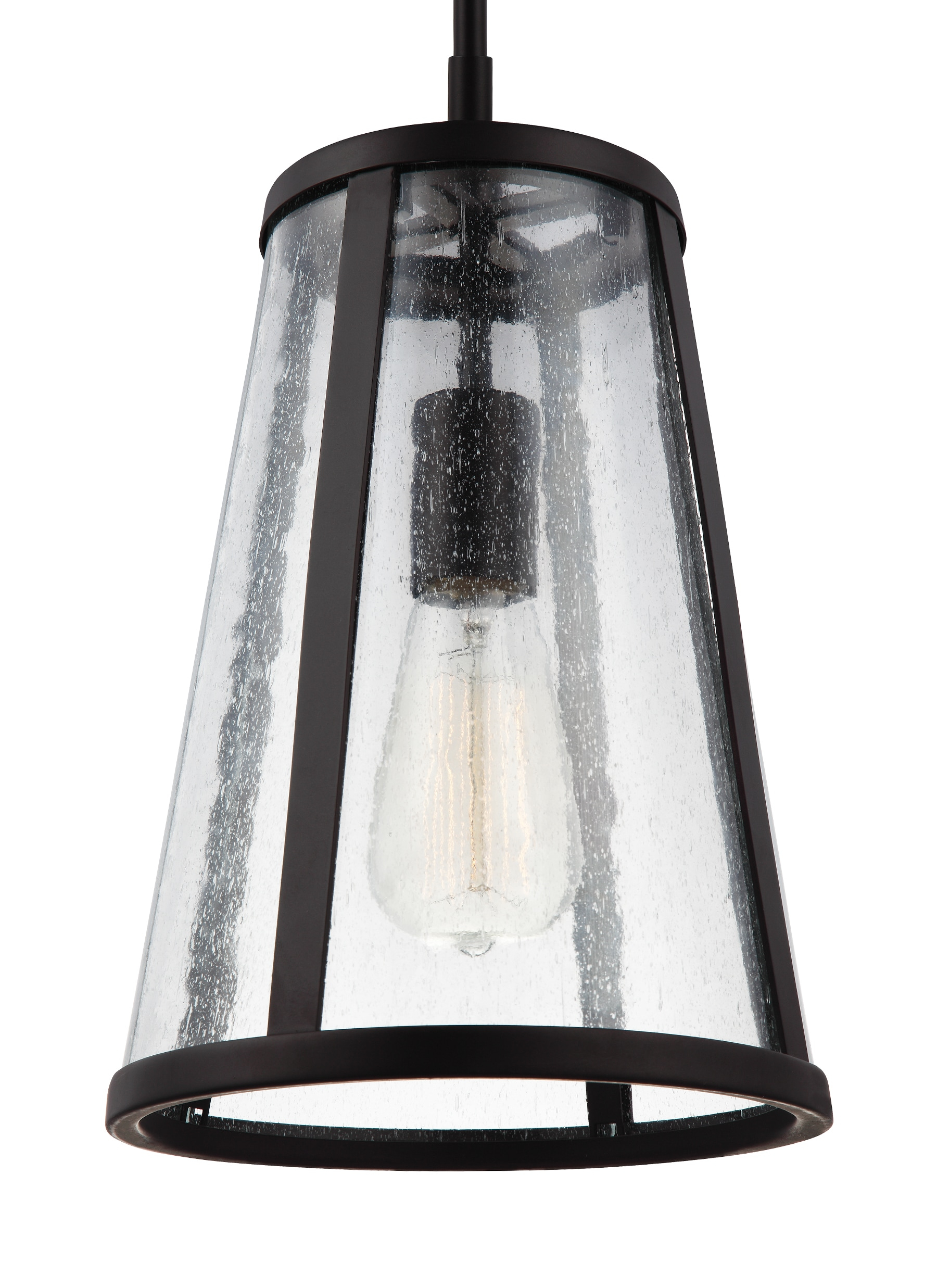 Generation Lighting Harrow 1 -Light Oil Rubbed Bronze Modern/contemporary Clear glass Dome Mini Hanging Pendant light