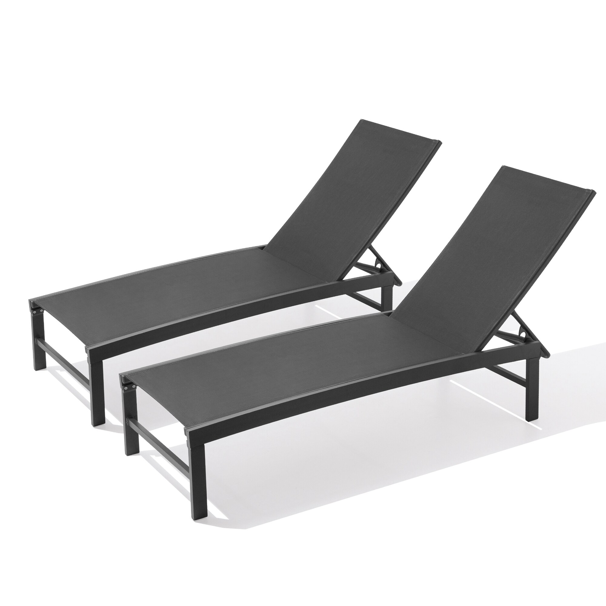 Pellebant 2PCS Patio Lounge Chairs Outdoor Lounge Chair with Wheels, Black