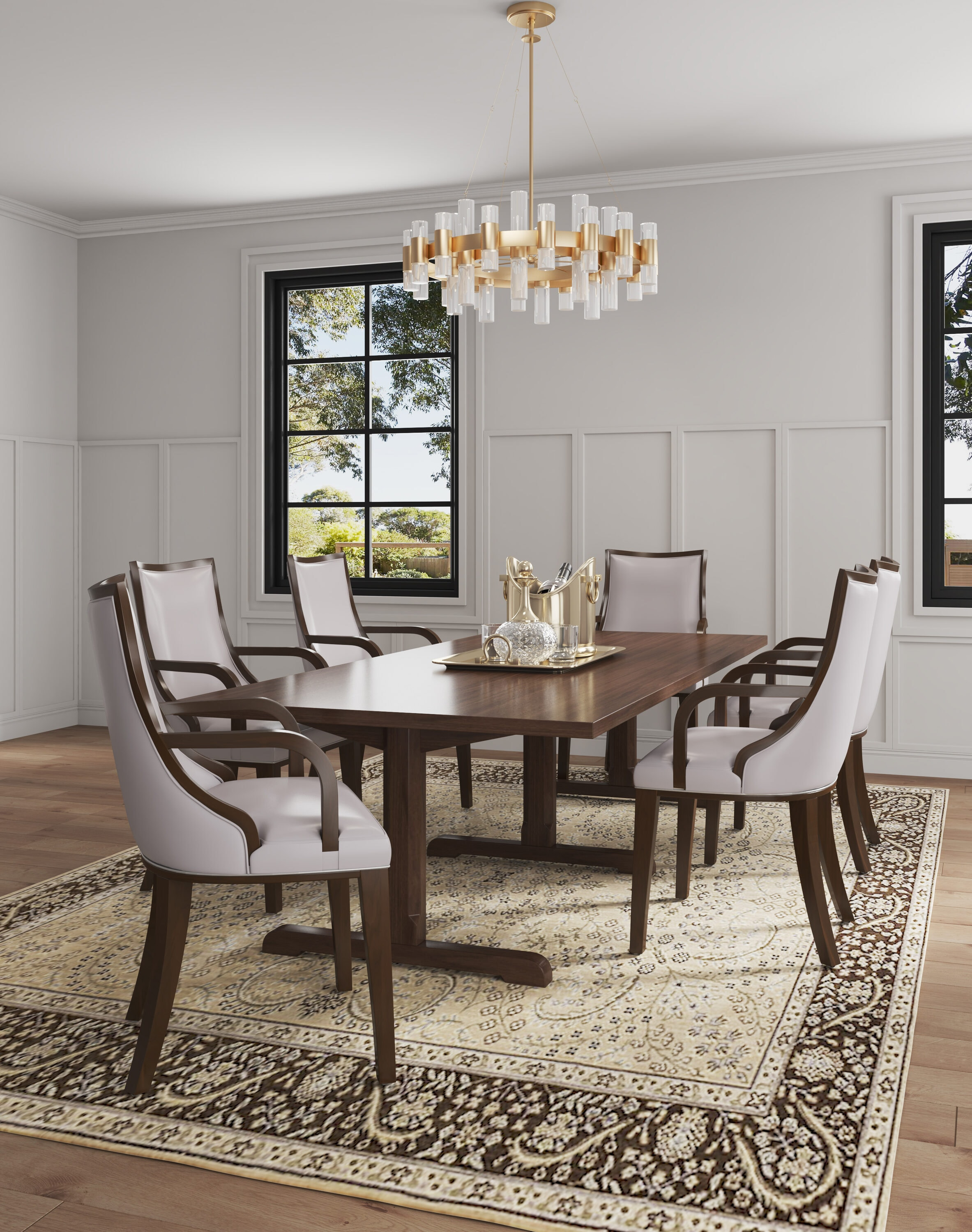 Grand Faux Leather Dining Armchair  with Beech Wood Frame (Set of 2)