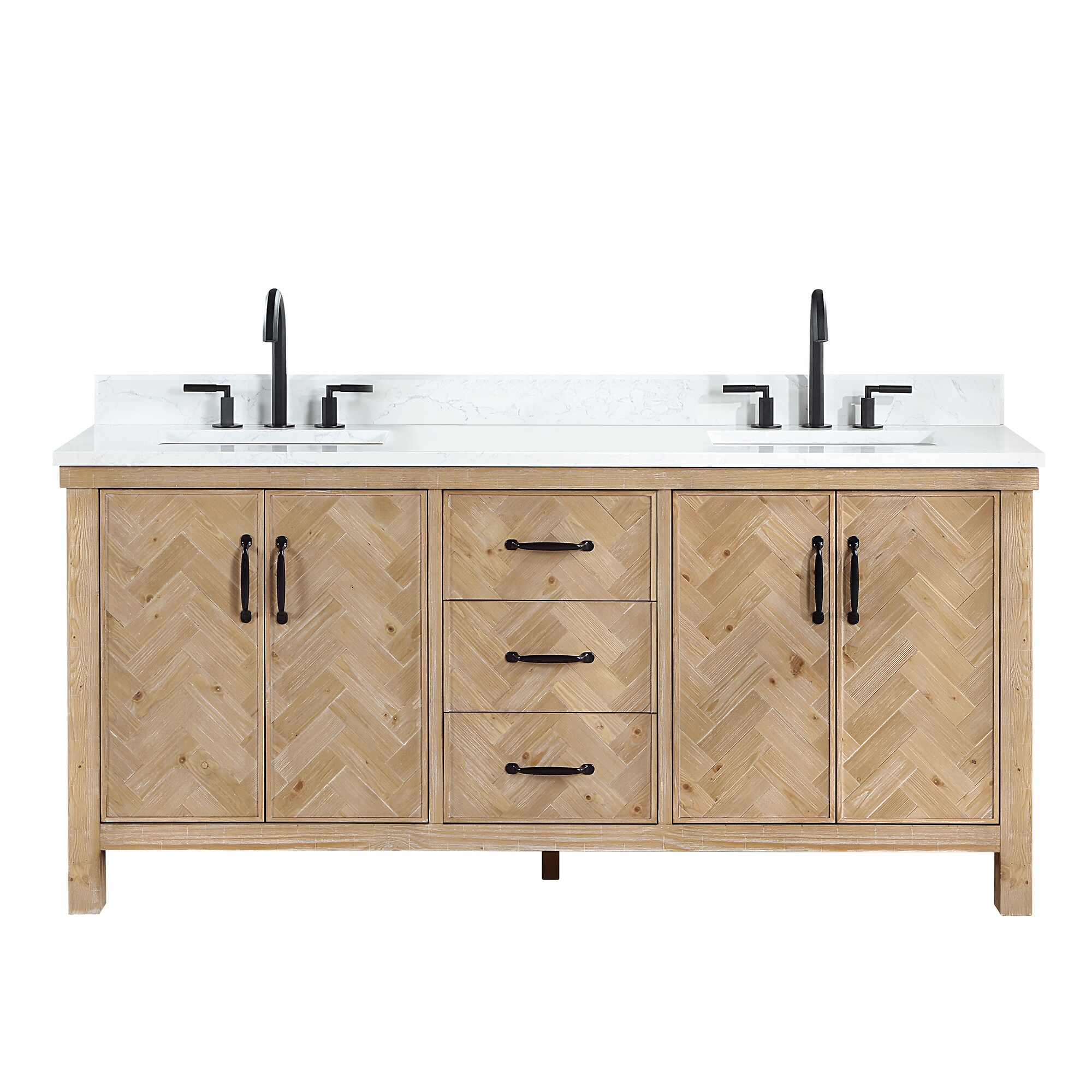 Javier 72" Bath Vanity in Spruce Antique Brown with White Grain Composite Stone