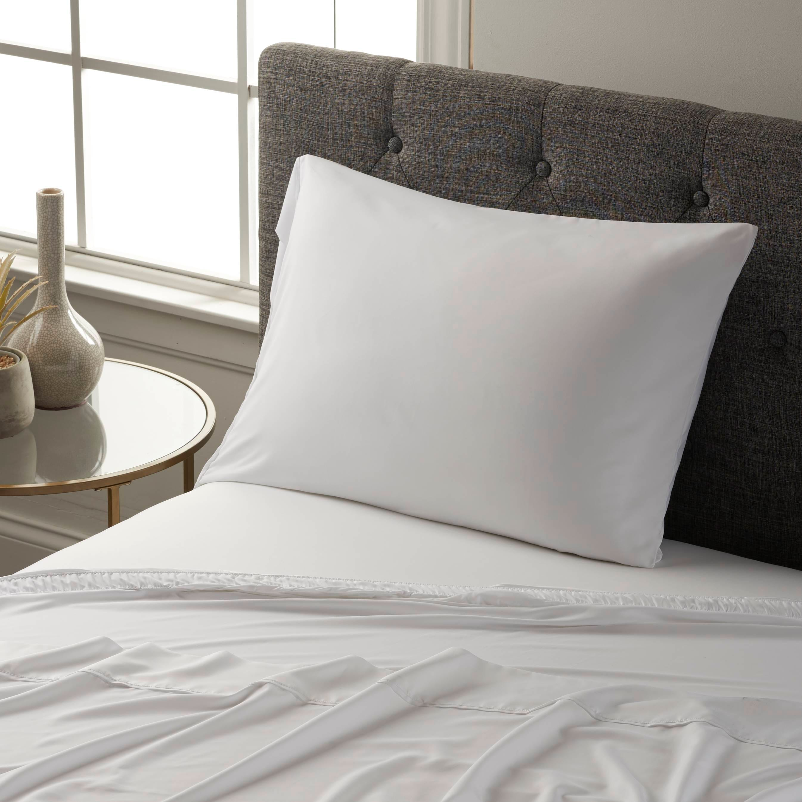 Serta Classic Bedding Bundle - Contains a Twin Size Mattress Protector and Sheet Set Along with One Standard Pillow - CertiPUR-US Certified White