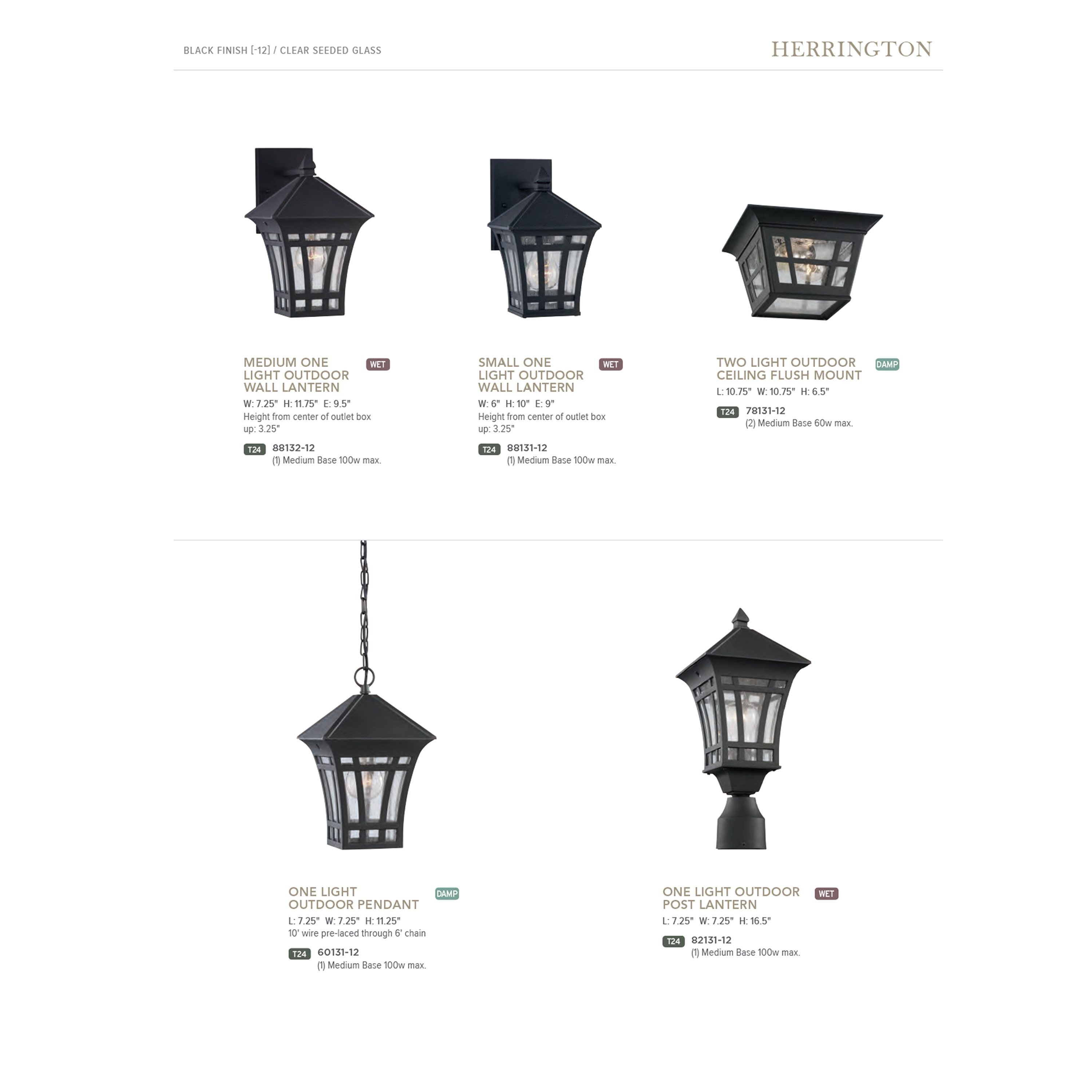 Herrington 1-Light Black Outdoor Hanging Pendant Fixture