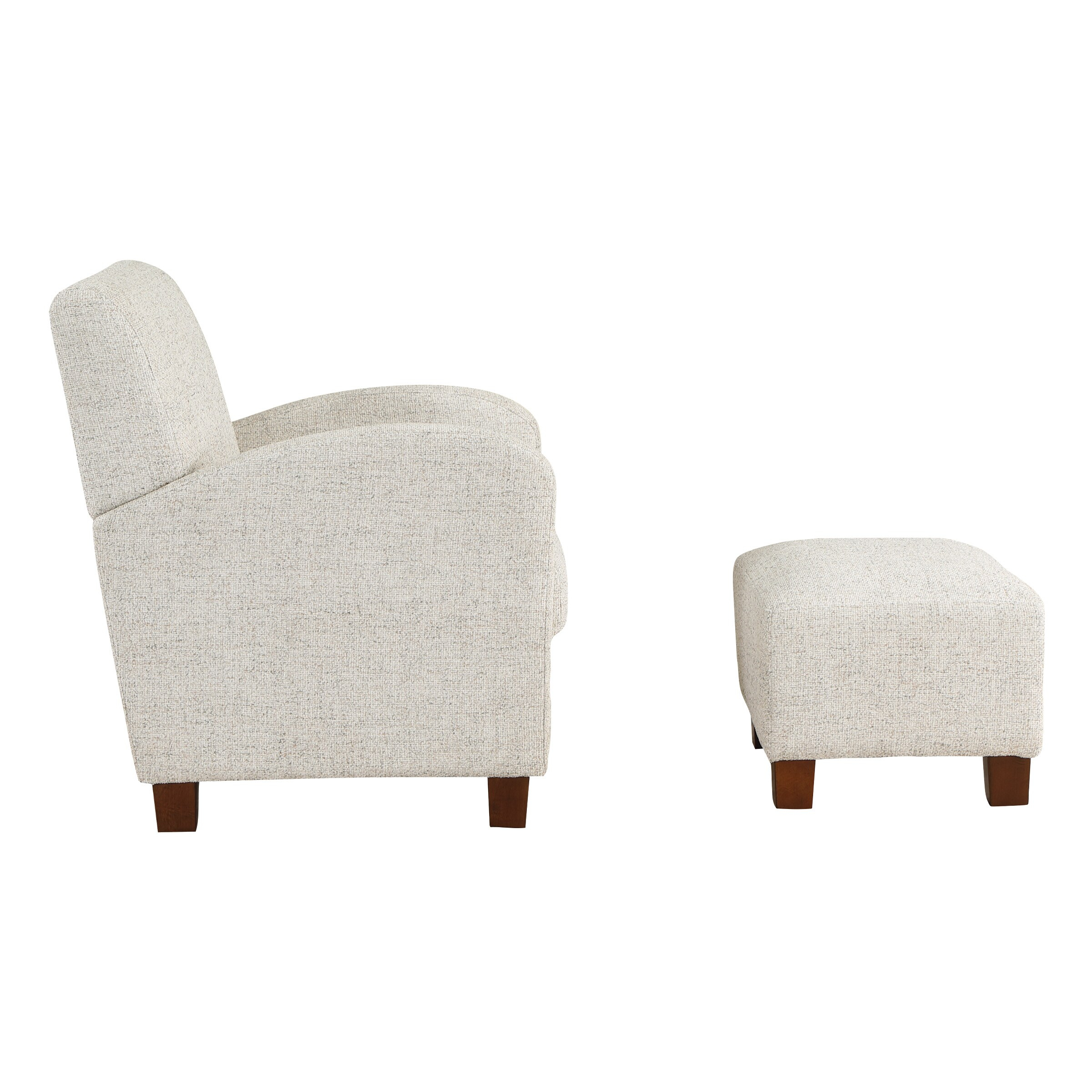 Aiden Chair & Ottoman Quartz Off White Fabric Medium Espresso Legs