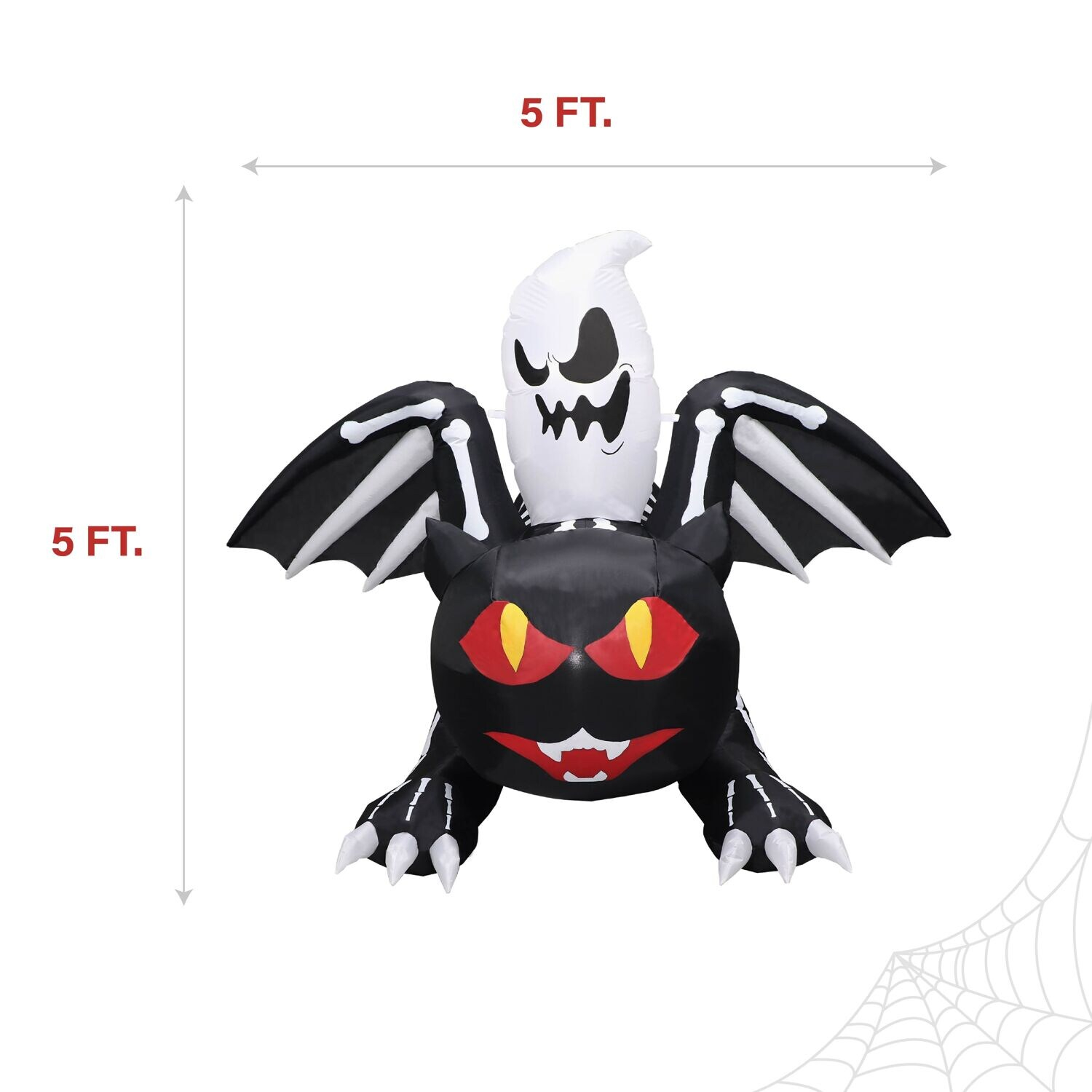 Haunted Hill Farm Inflatable Black Cat with Ghost, 5-ft.