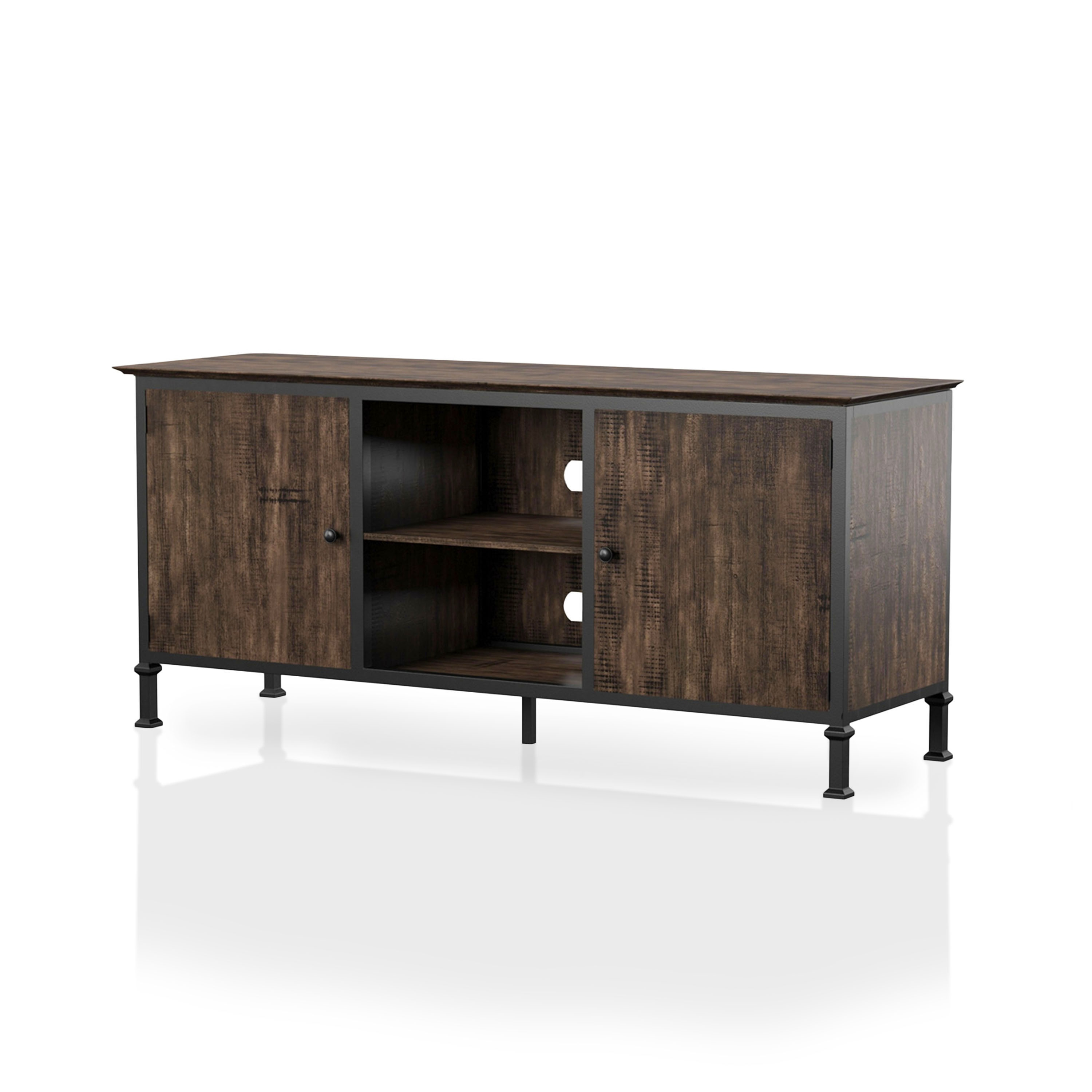 Furniture of America Dele Rustic Oak 60-inch Wood Multi-functional Storage TV Console by