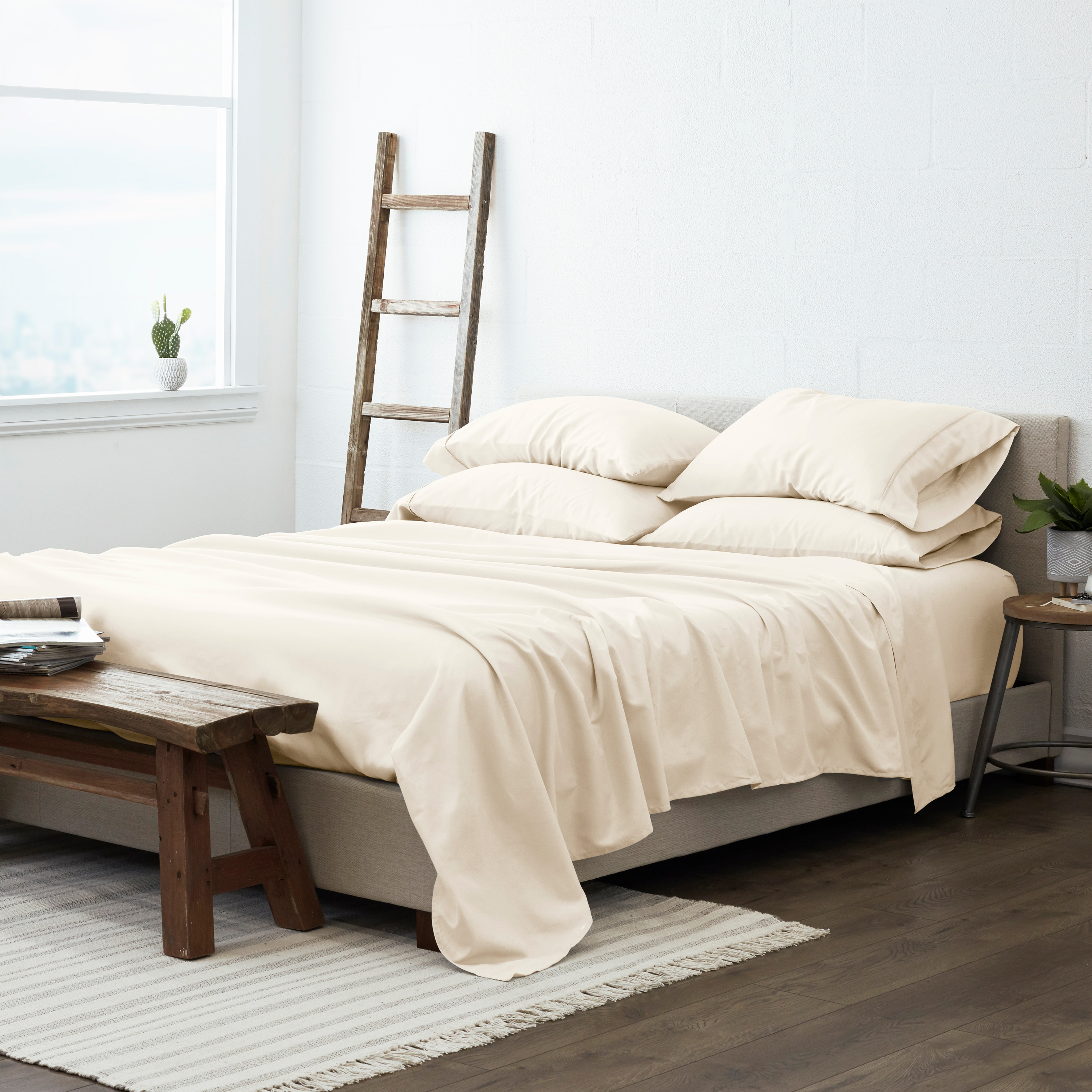 Linen Market Twin Sheet Set 4 Piece - Ultra Comfortable & Breathable Cooling Twin Bed Sheets - Deep Pocket & Wrinkle-Free Sheets Fits 16" Mattress - Extra Soft & Oeko-TEX Certified - Ivory