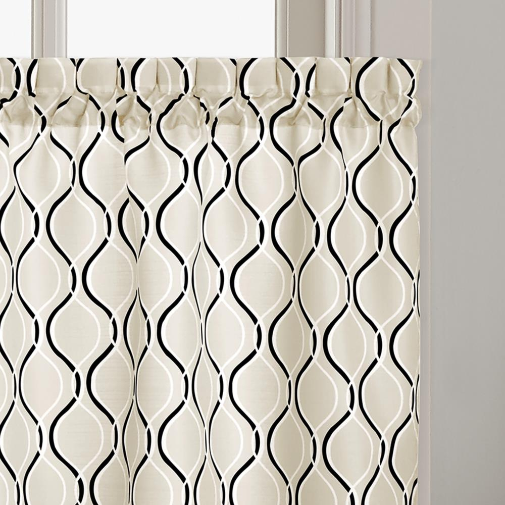 CHF Morocco Polyester Light Filtering Rod Pocket Curtain Tier Pair, Black, 58"x36", Adult