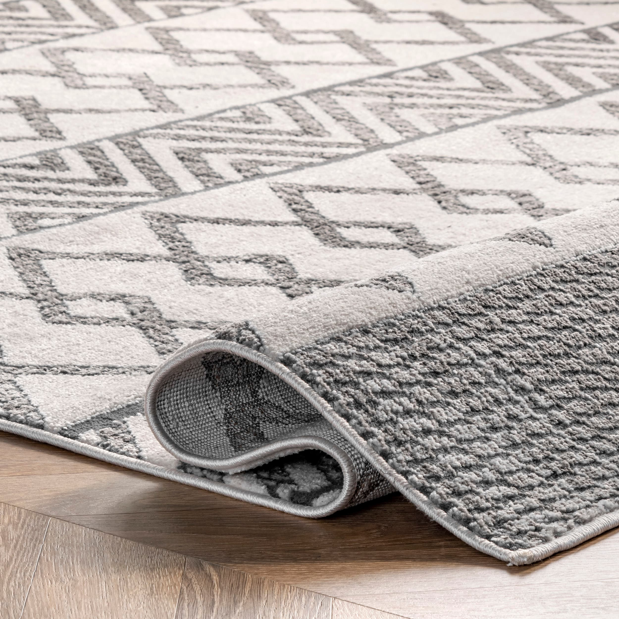Easy Care Gray Synthetic Rectangular Area Rug
