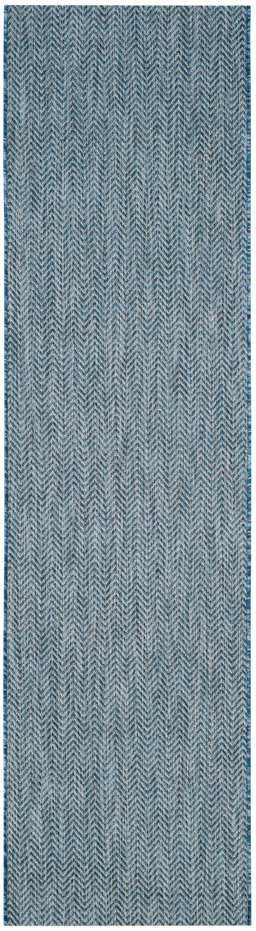 Safavieh Courtyard 2 X 22 (ft) Navy/Gray Indoor/Outdoor Solid Runner Rug