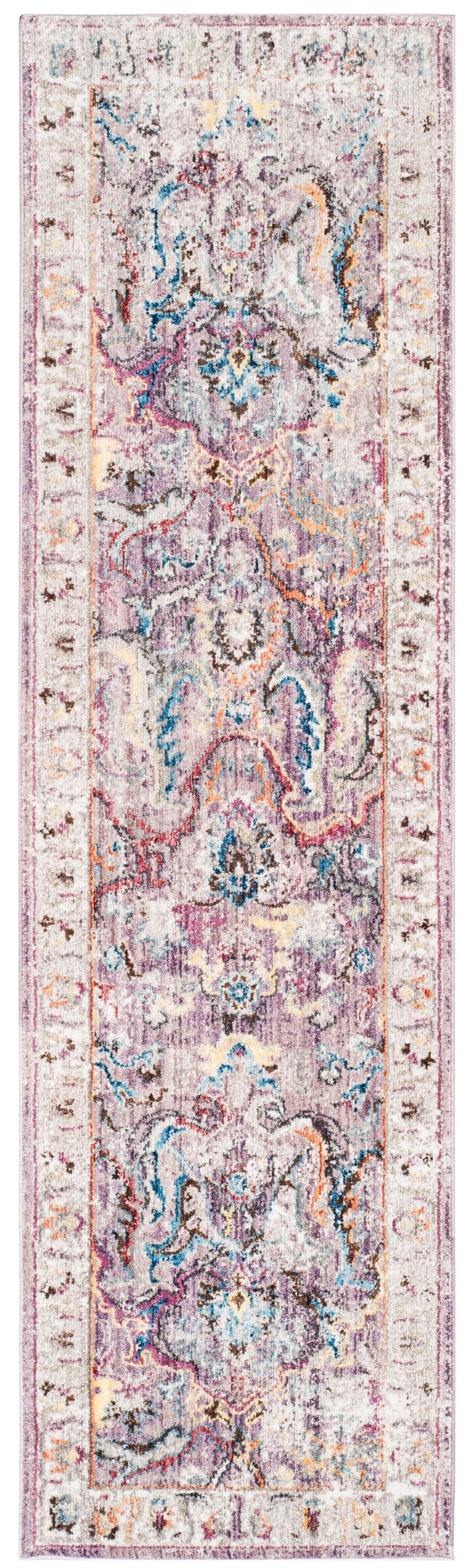 Safavieh Bristol Gretchen 2 x 6 (ft) Loomed Polyester Lavender/Light Gray Rectangular Indoor Distressed/Overdyed Vintage Runner rug